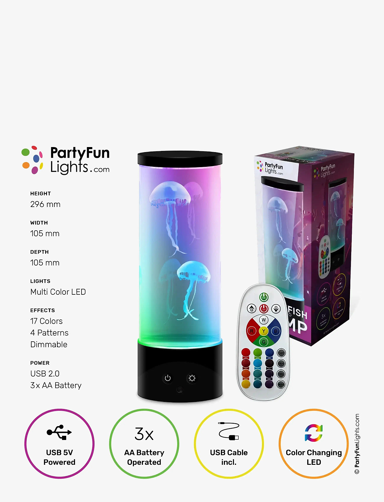Party Fun Lights - Jellyfish Lamp H: 30cm - bordlamper - black - 1