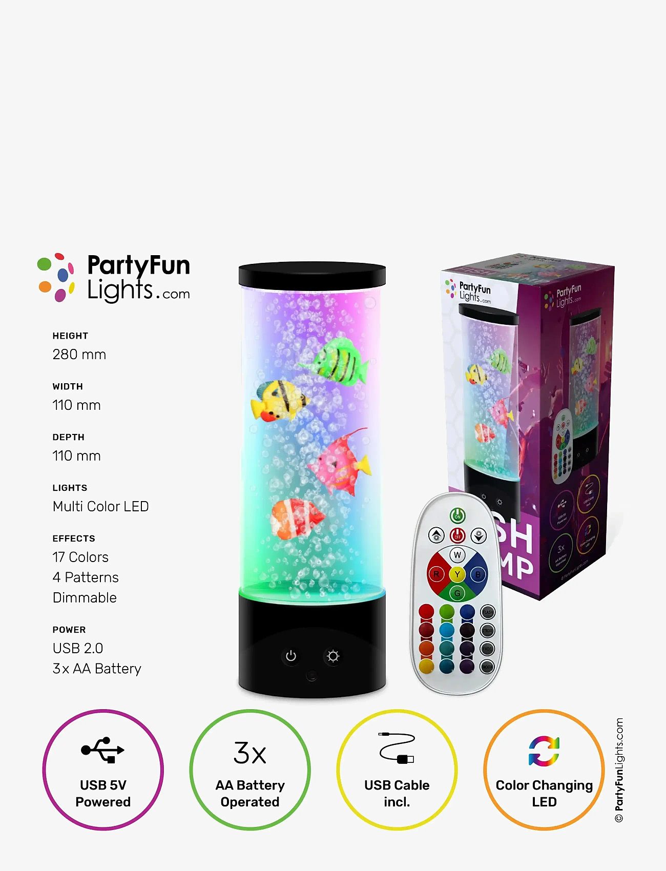 Party Fun Lights - Fish Lamp H: 28cm - bordlamper - black - 1