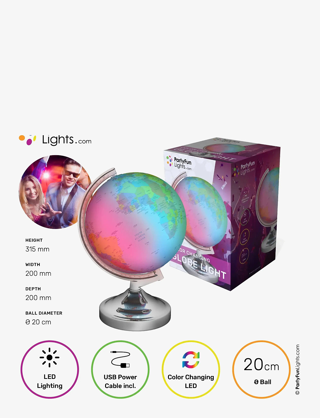 Party Fun Lights - GLOBE LAMP - COLOR CHANGING - 5V - natlamper - multi clolured - 1
