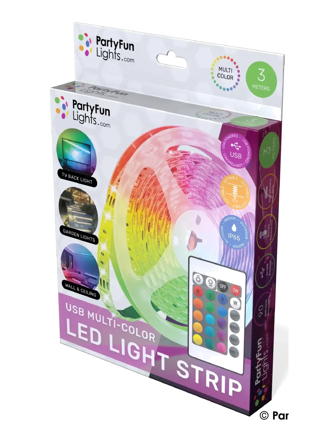 Party Fun Lights - USB LED Light Strip - 3m Including Remote Control - ljusslingor - multi clolured - 2