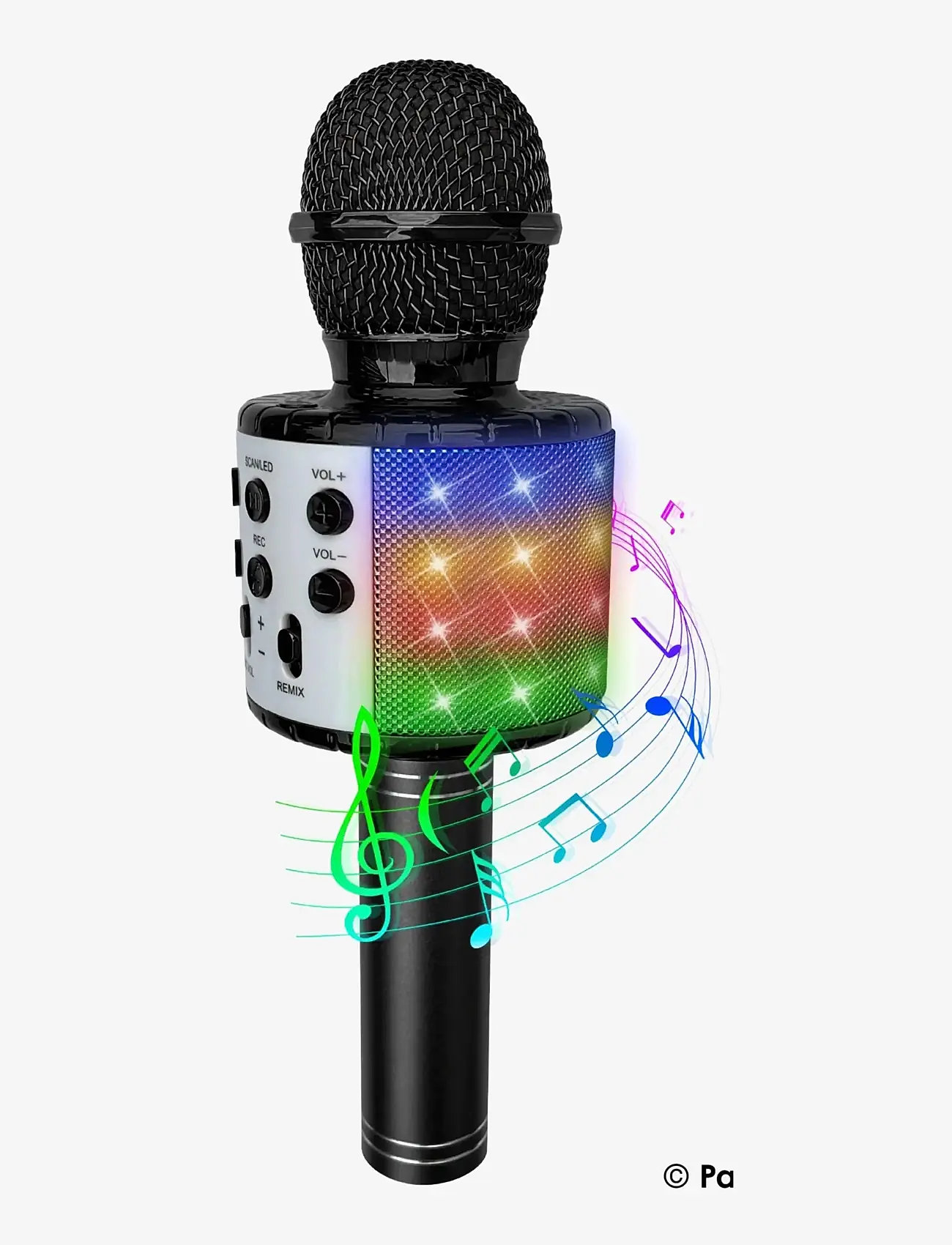 Party Fun Lights - Black Karaoke Mic W/Light & Speaker - musikinstrument - black - 0