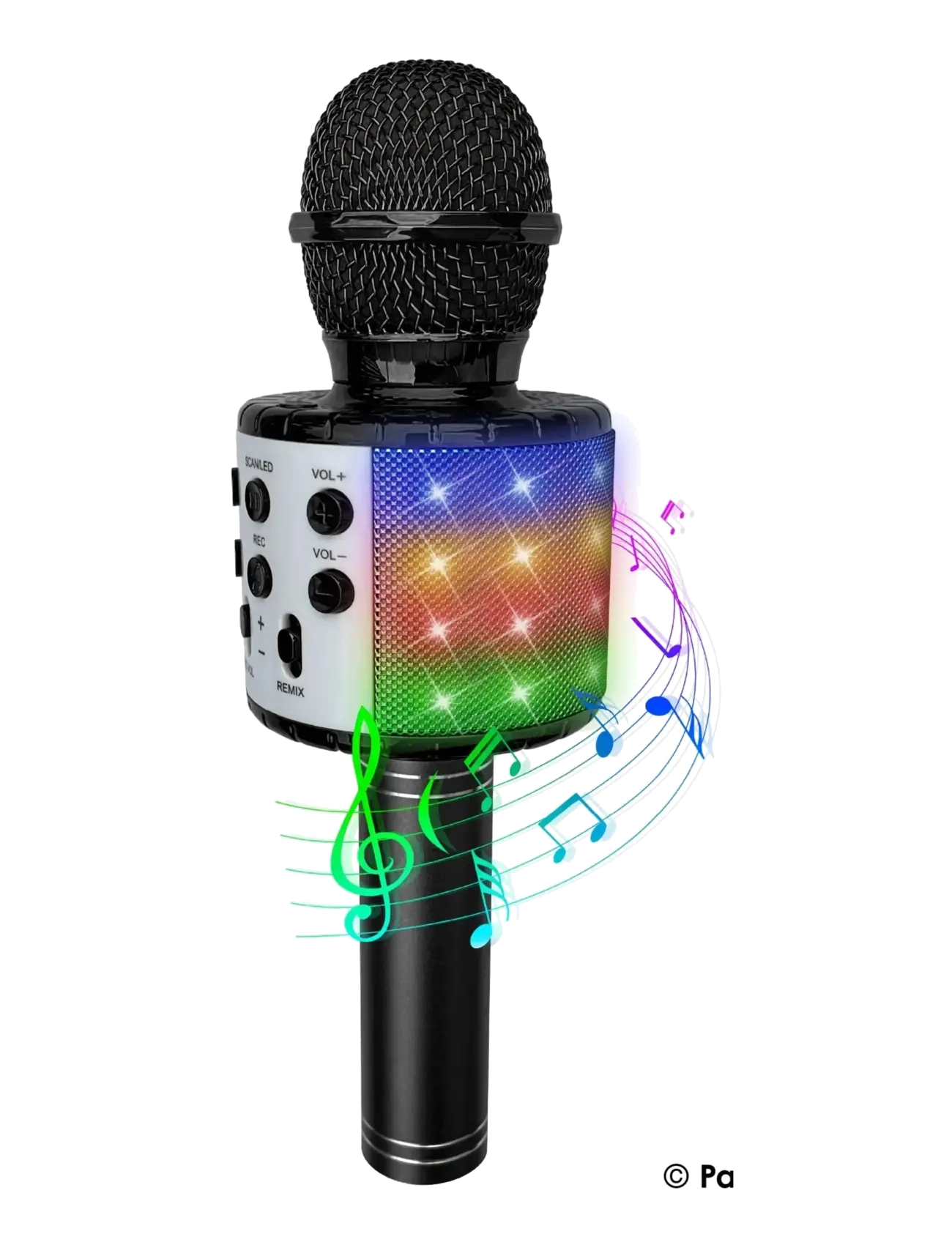 Black Karaoke Mic W/Light & Speaker - BLACK