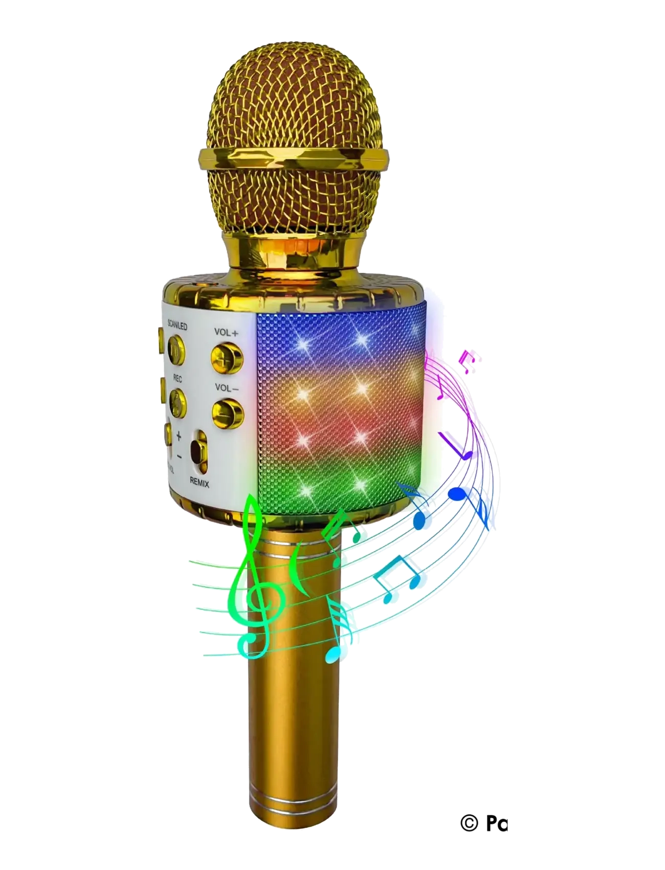Party Fun Lights Gold Karaoke Mic W/Light & Speaker, One Size, Gold, Legetøj > Electronic & Media, Børn