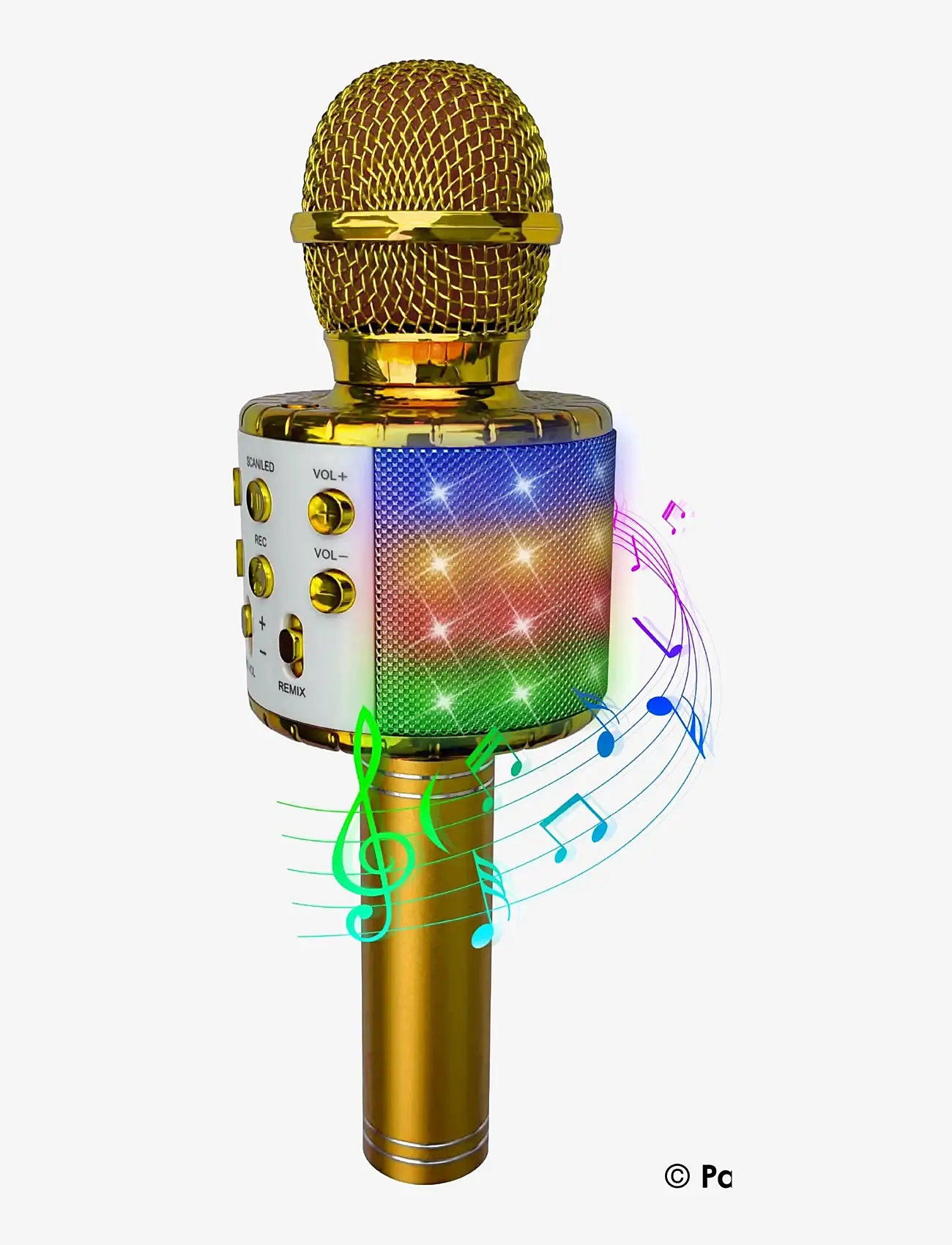 Party Fun Lights - Gold Karaoke Mic W/Light & Speaker - gold - 0