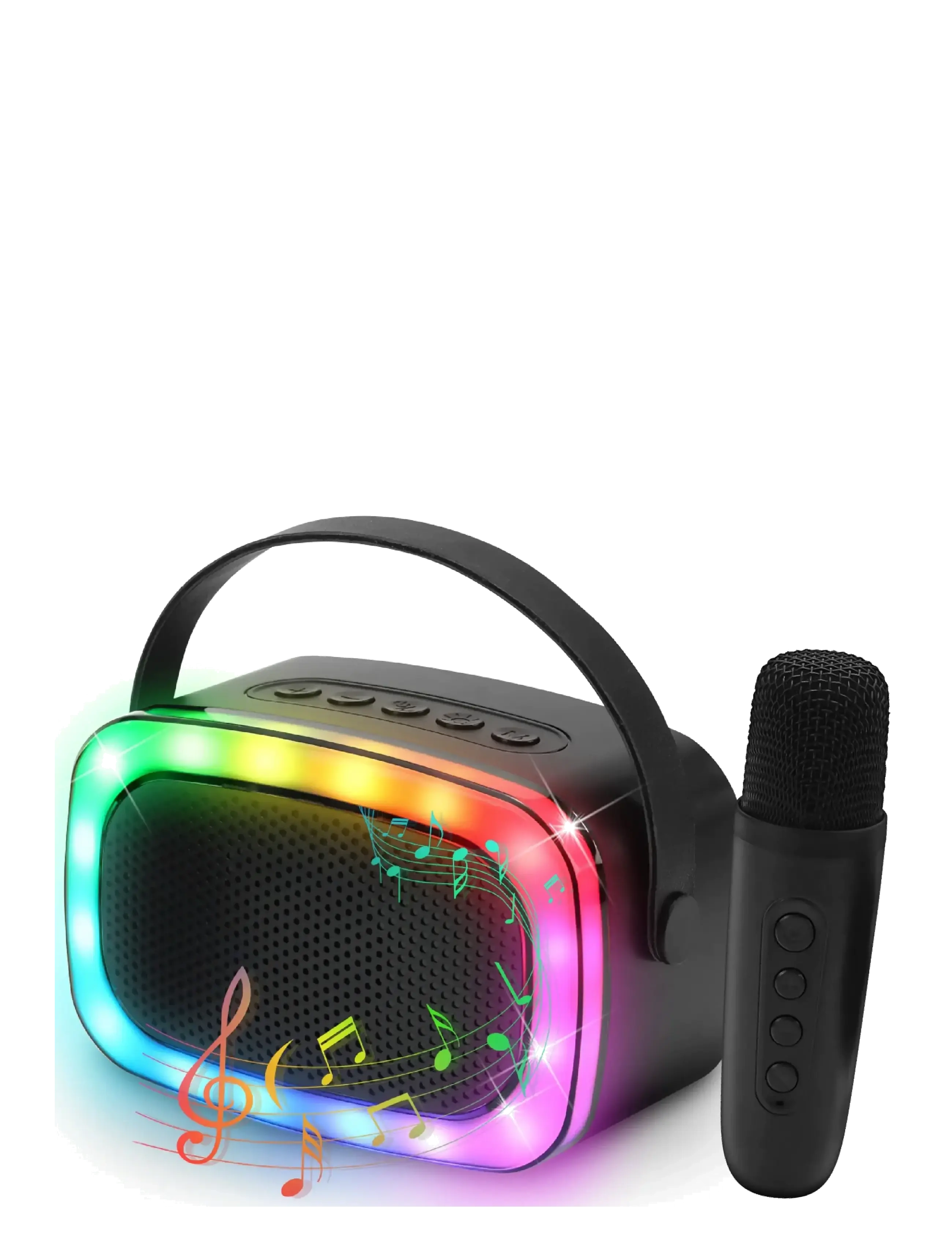 Party Fun Lights Mini Karaoke Speaker Bluetooth W/Mic, One Size, Black, Hjemmeelektronik > Højttalere, Unisex