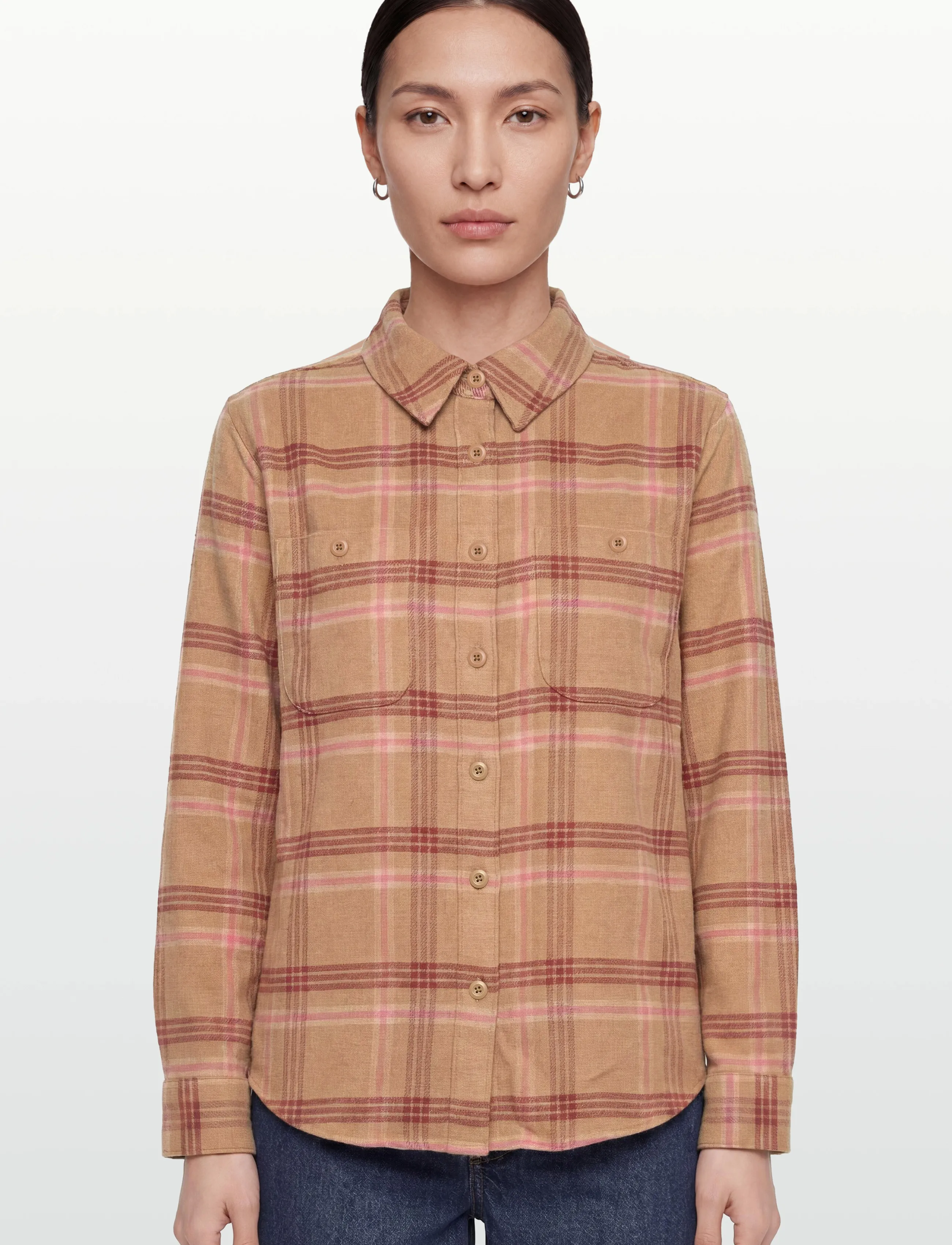 Patagonia - W's Fjord Flannel Shirt - tops & t-shirts - old spruce: nest brown - 3