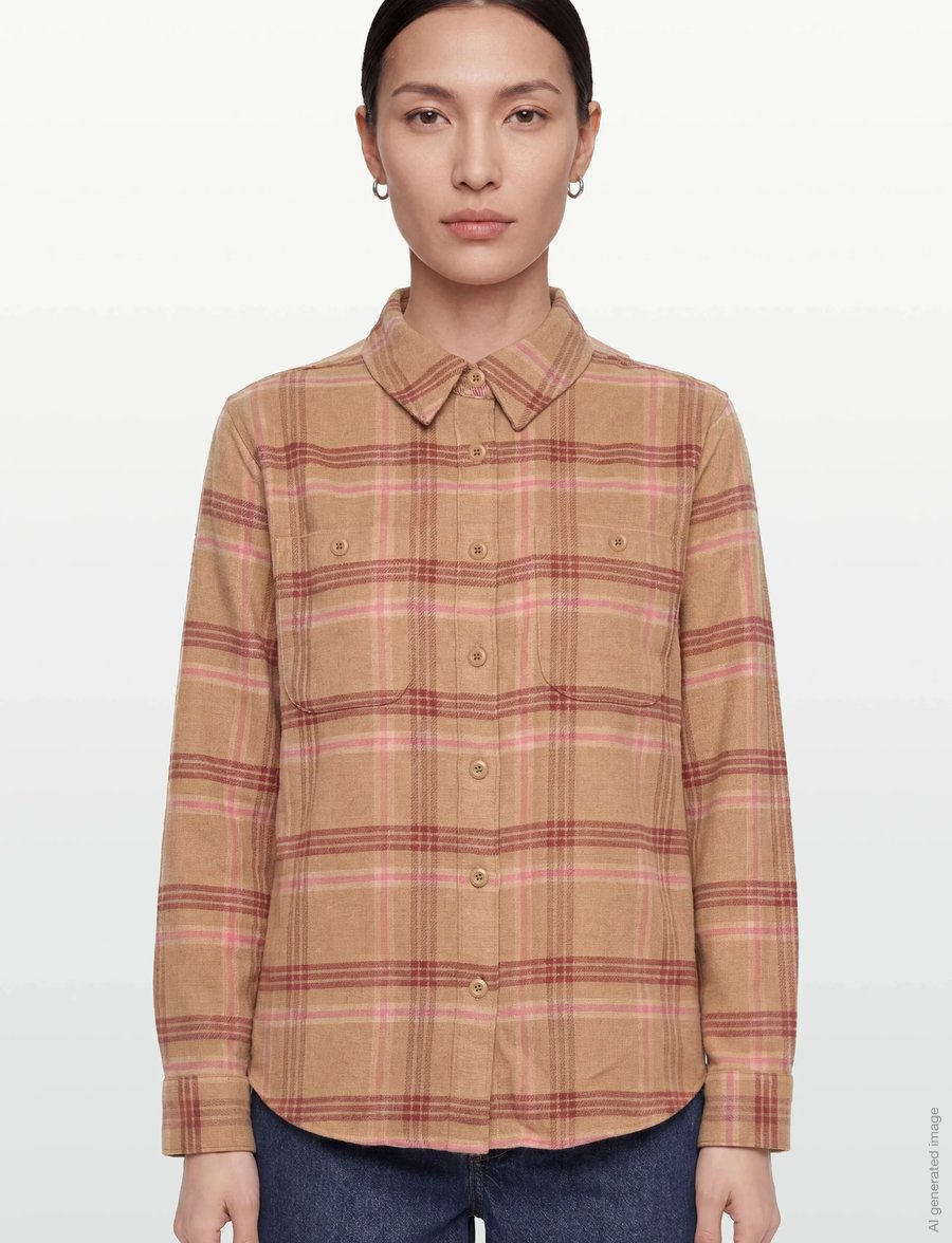 Patagonia - W's Fjord Flannel Shirt - tops & t-shirts - old spruce: nest brown - 3