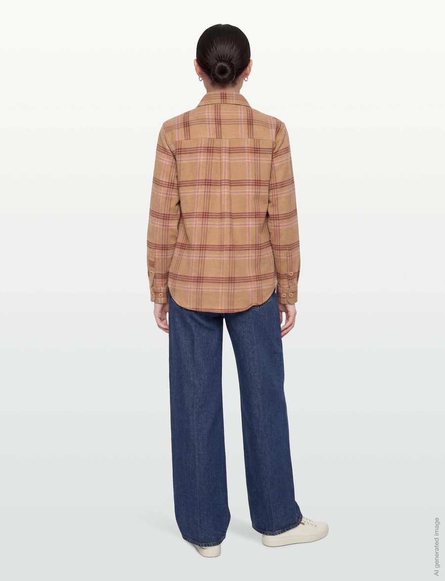 Patagonia - W's Fjord Flannel Shirt - tops & t-shirts - old spruce: nest brown - 4