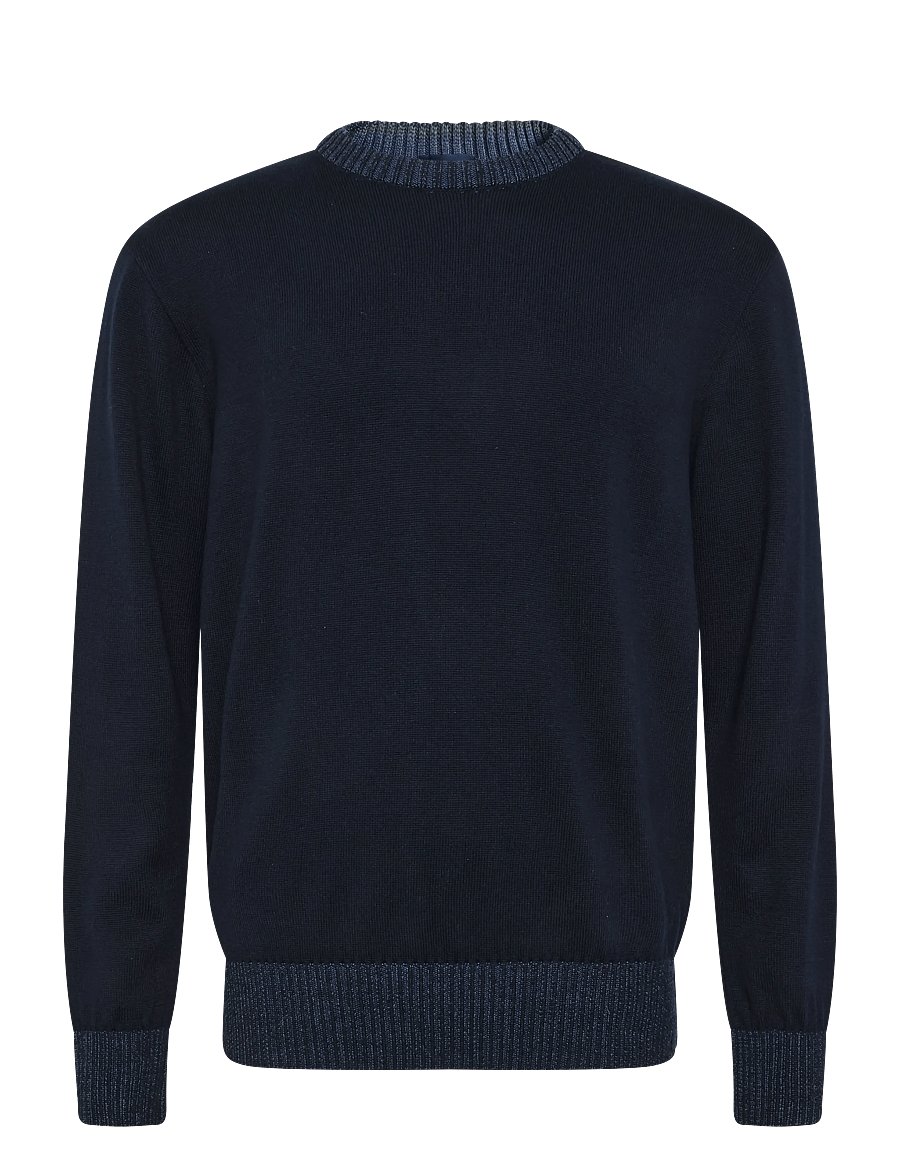 Paul & Shark - MEN'S KNITTED WOOL ROUNDNECK SWEATER - rundhalsad - blue - 1