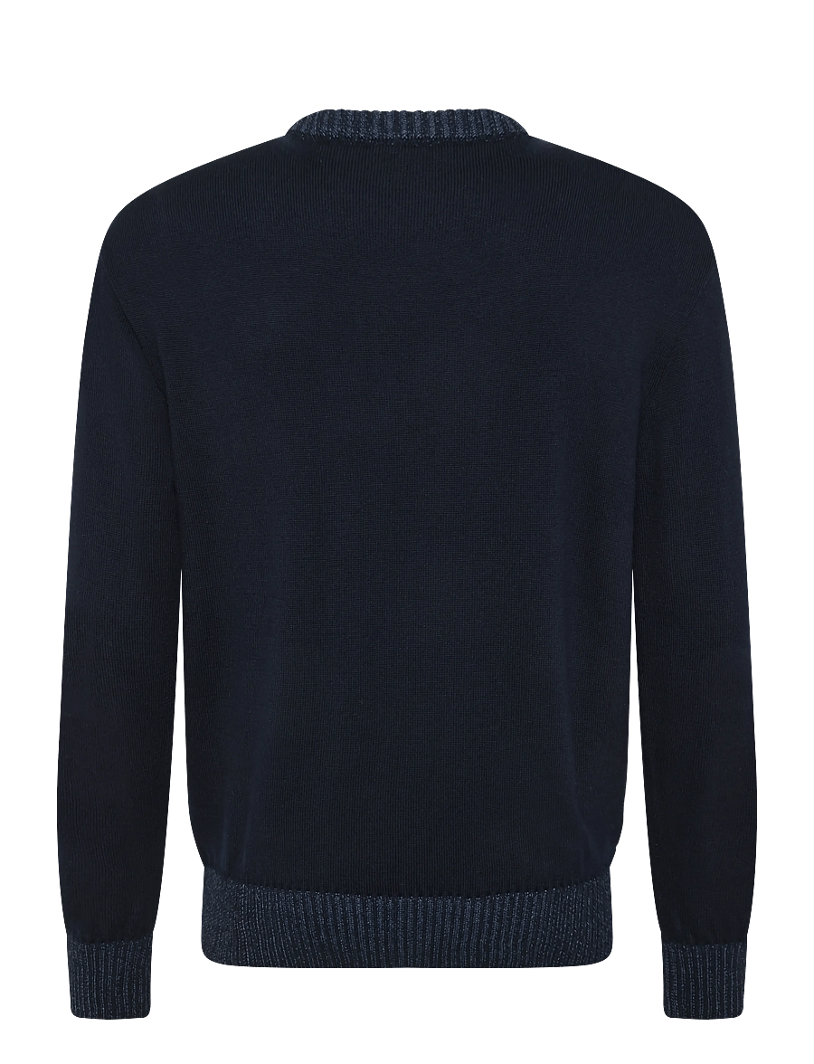 Paul & Shark - MEN'S KNITTED WOOL ROUNDNECK SWEATER - rundhalsad - blue - 2