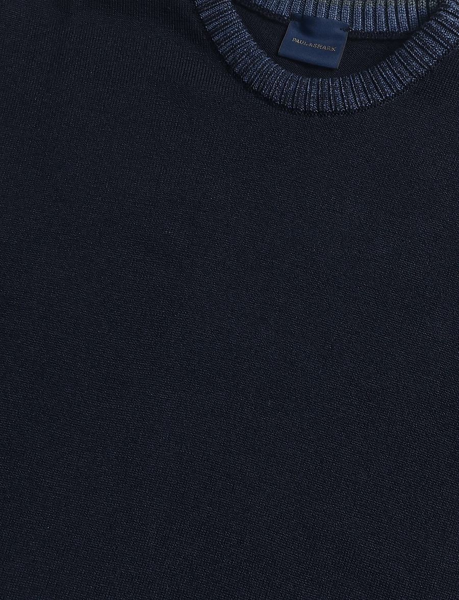 Paul & Shark - MEN'S KNITTED WOOL ROUNDNECK SWEATER - rundhalsad - blue - 5