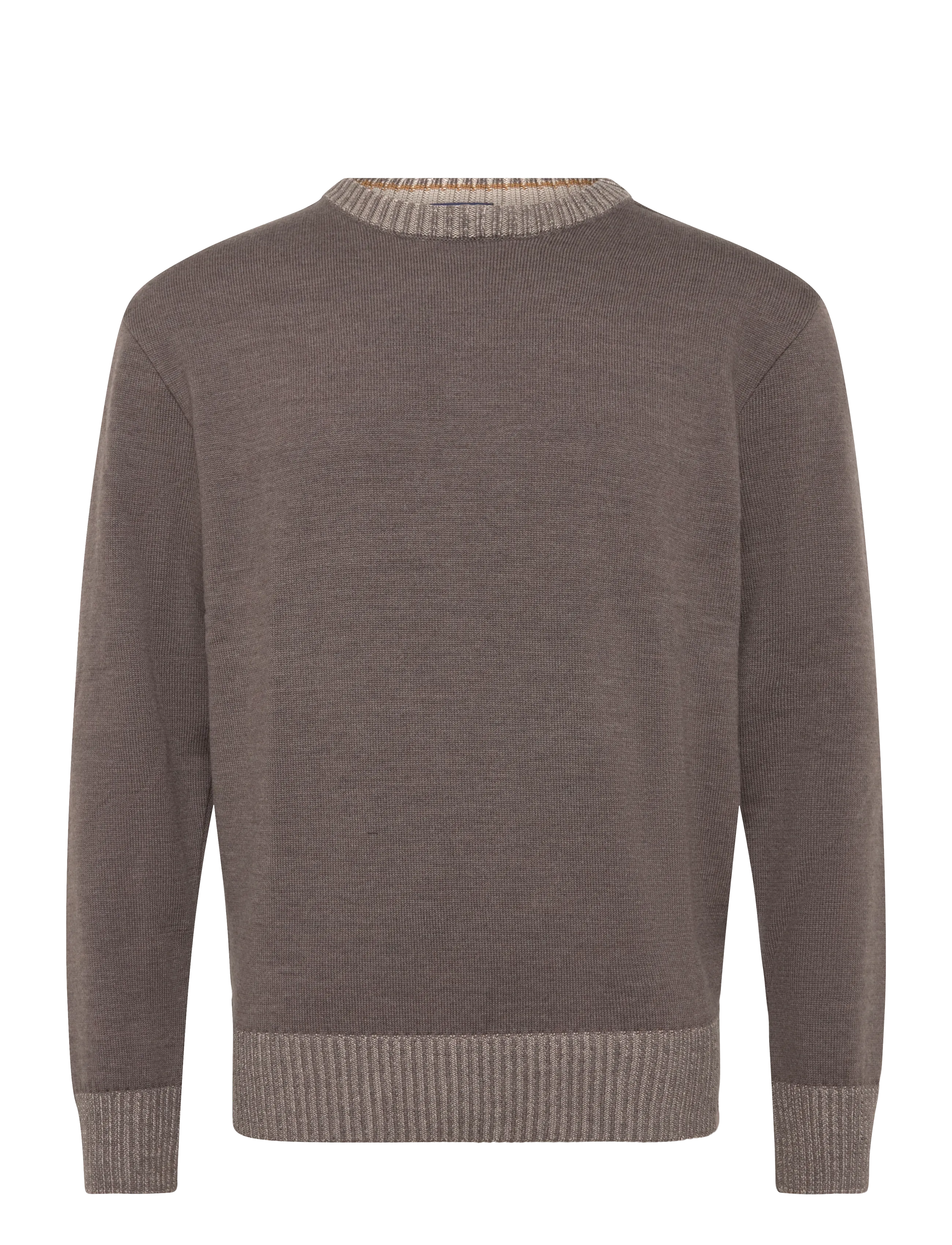 Paul & Shark MEN'S KNITTED WOOL ROUNDNECK SWEATER - Rundhals - MELANGE TAUPE / brown
