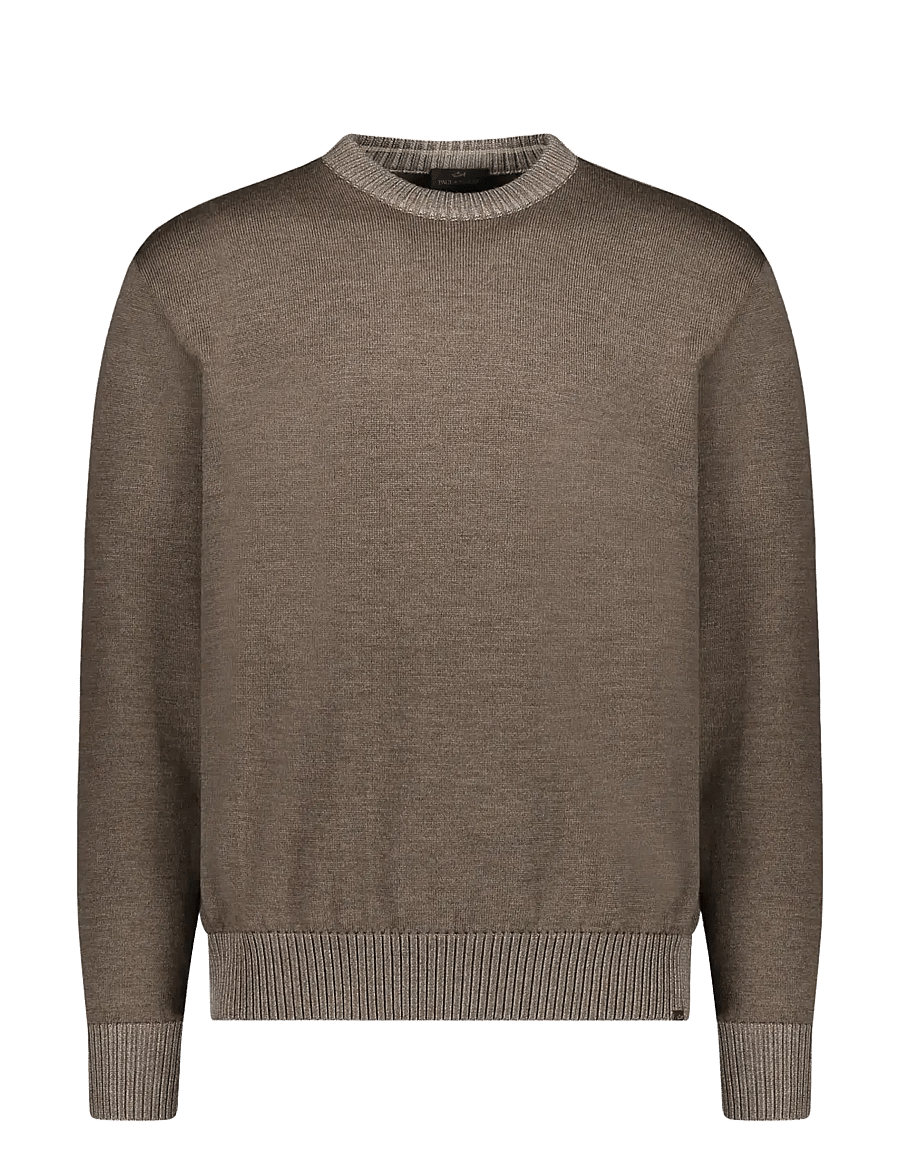 Paul & Shark - MEN'S KNITTED WOOL ROUNDNECK SWEATER - rundhals - melange taupe - 0