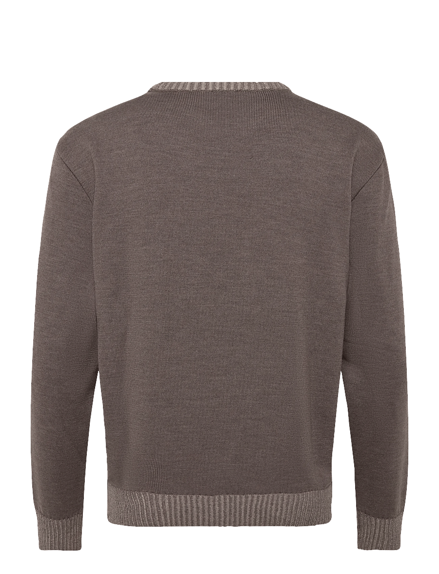 Paul & Shark - MEN'S KNITTED WOOL ROUNDNECK SWEATER - rundhalsad - melange taupe - 1