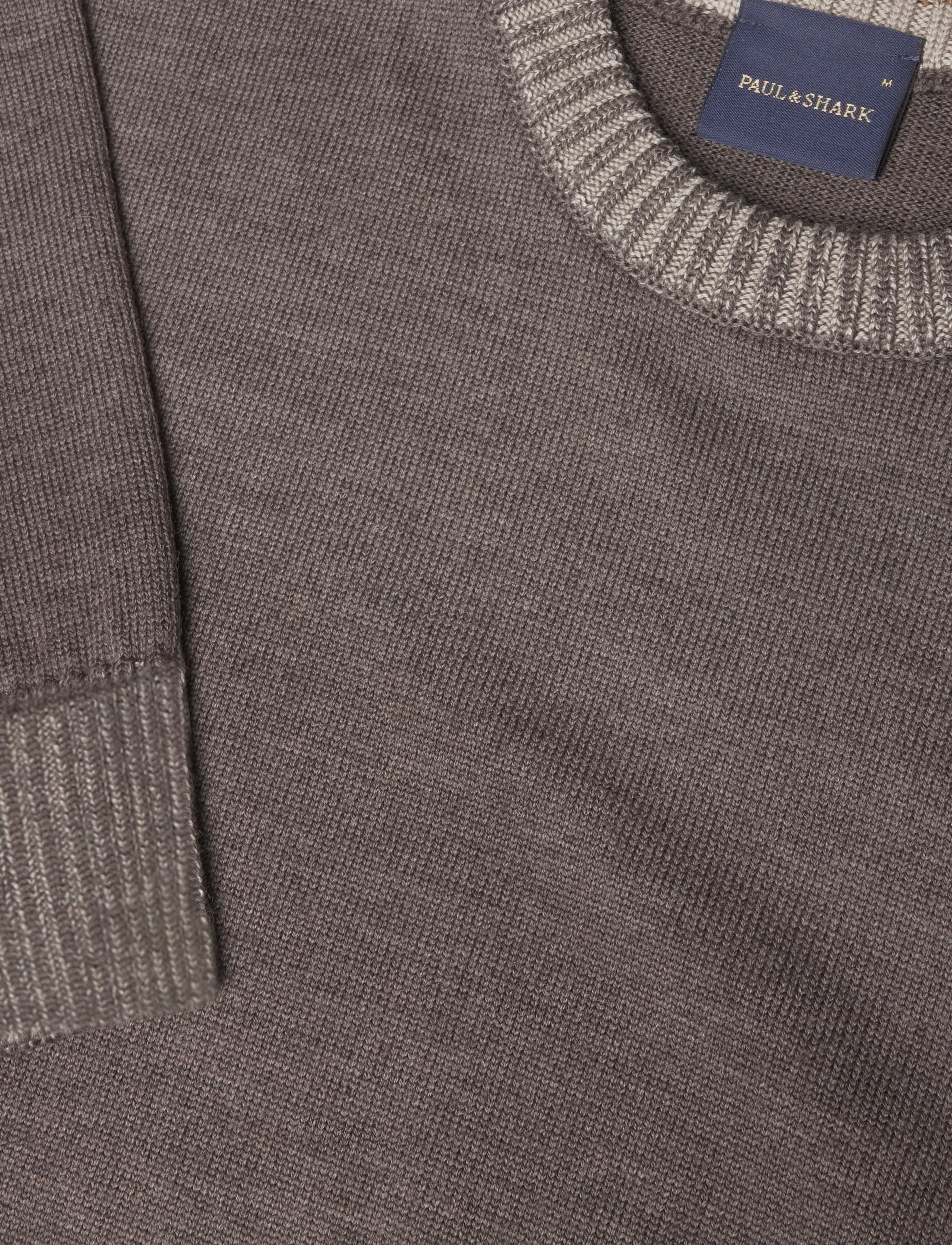 Paul & Shark - MEN'S KNITTED WOOL ROUNDNECK SWEATER - rundhalsad - melange taupe - 2