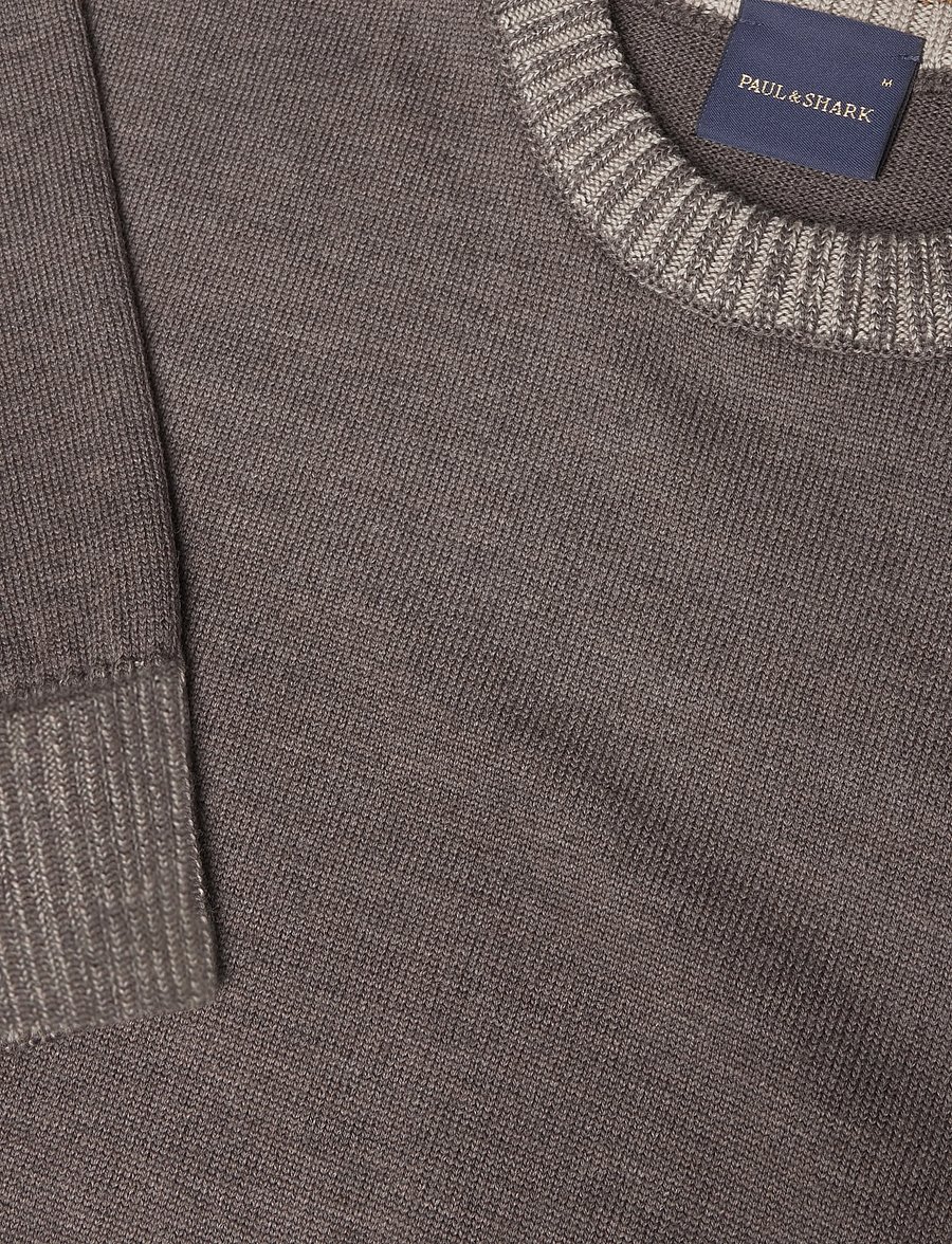 Paul & Shark - MEN'S KNITTED WOOL ROUNDNECK SWEATER - rundhalsad - melange taupe - 2