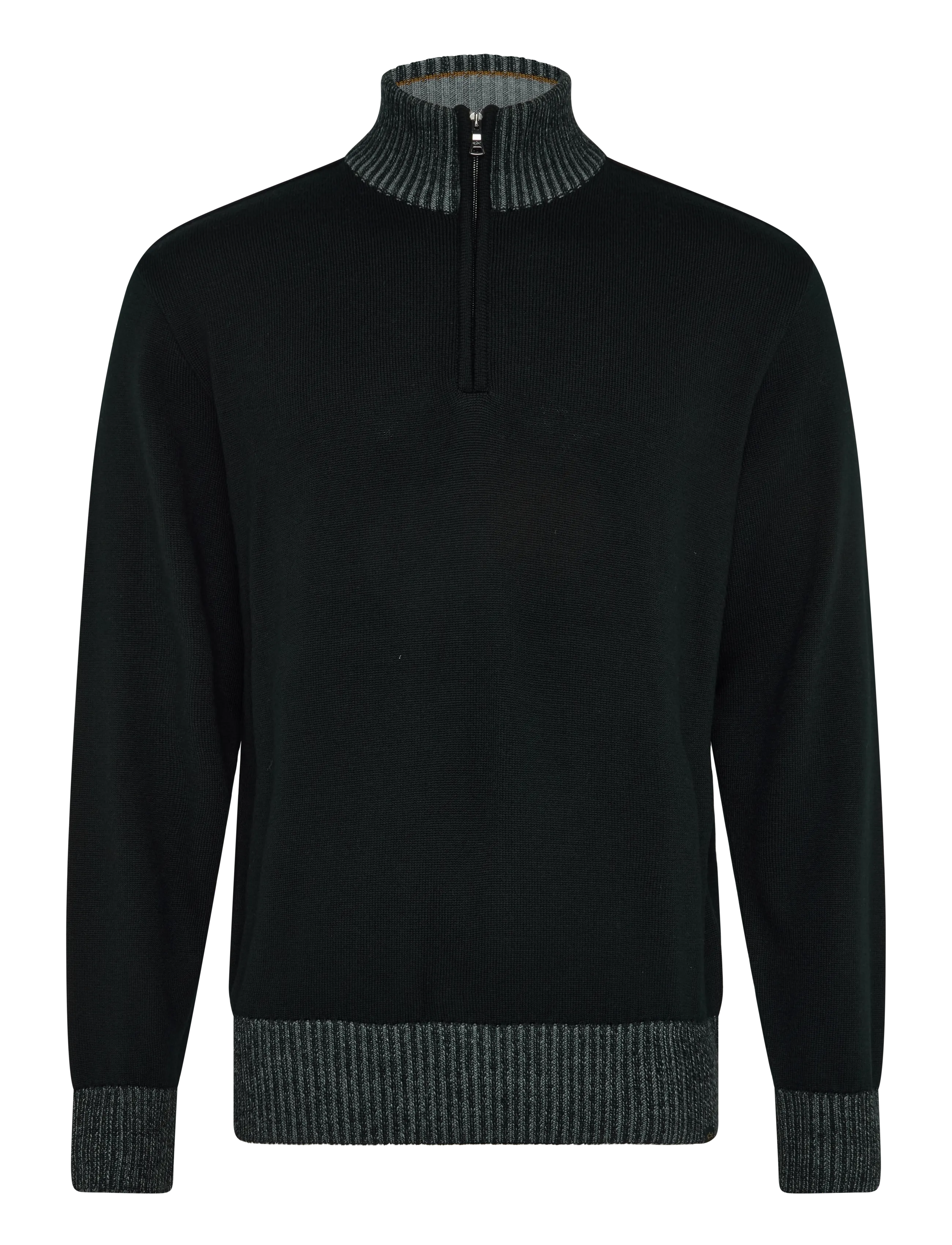 Paul & Shark MEN'S KNITTED WOOL ZIPPED SWEATER - Strickmode - BLACK / black