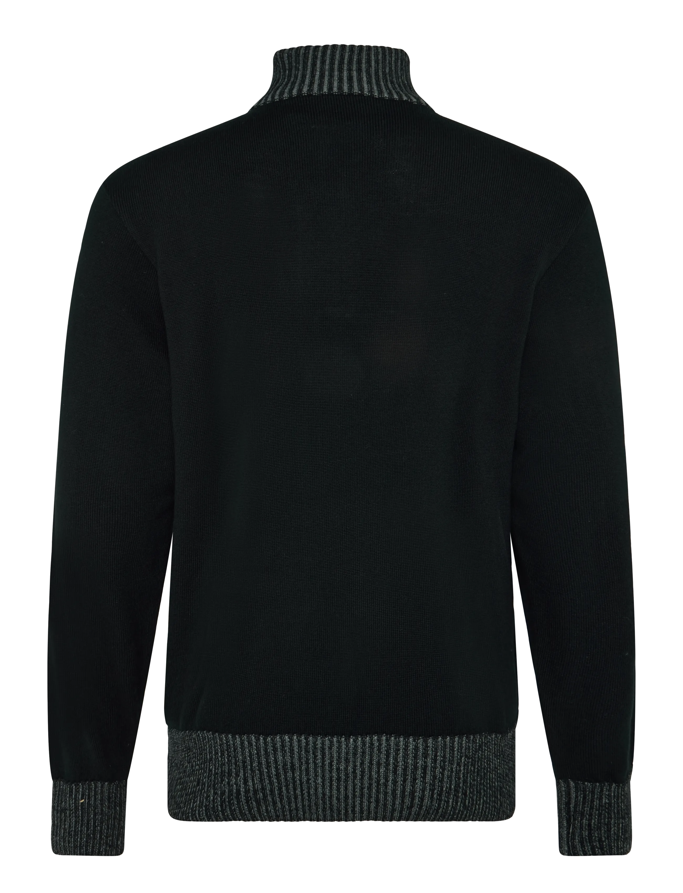 Paul & Shark - MEN'S KNITTED WOOL ZIPPED SWEATER - halfzip strik - black - 2