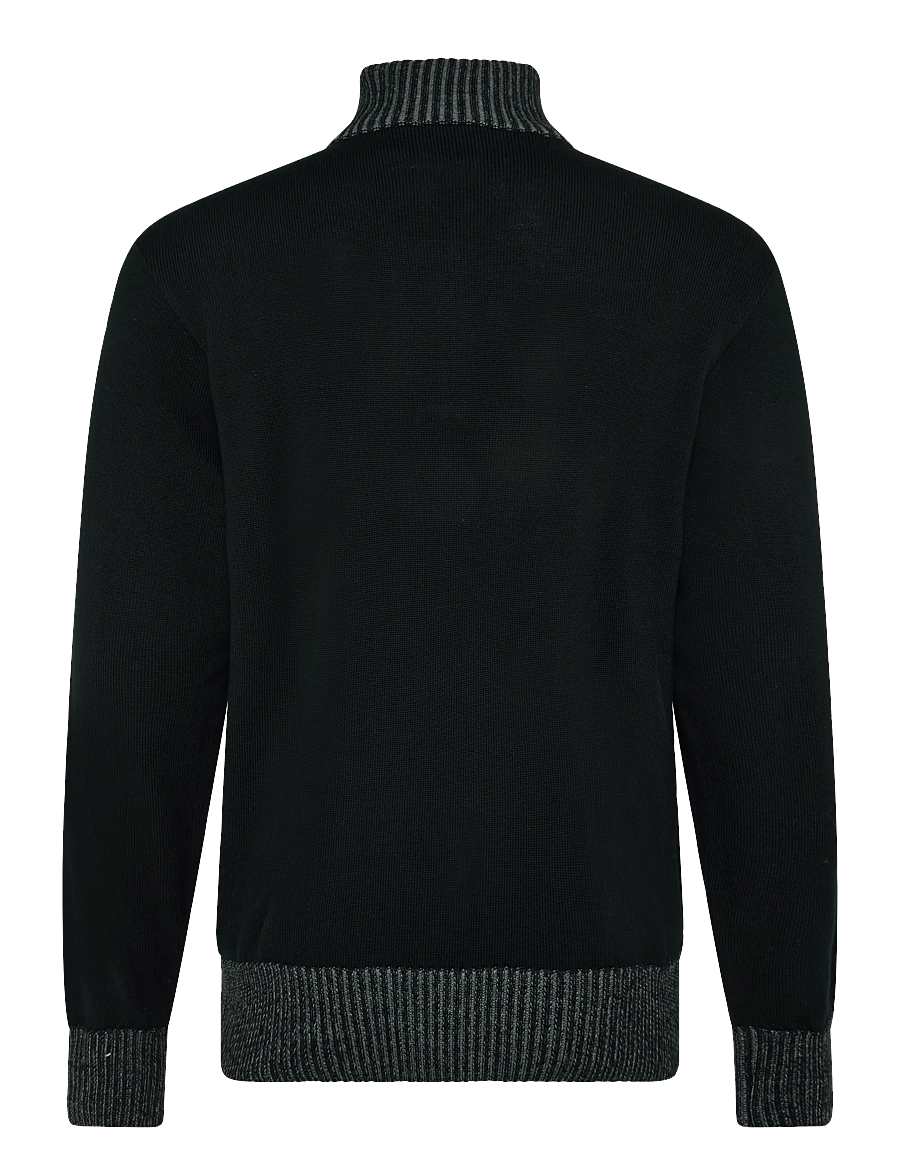 Paul & Shark - MEN'S KNITTED WOOL ZIPPED SWEATER - halfzip strik - black - 2