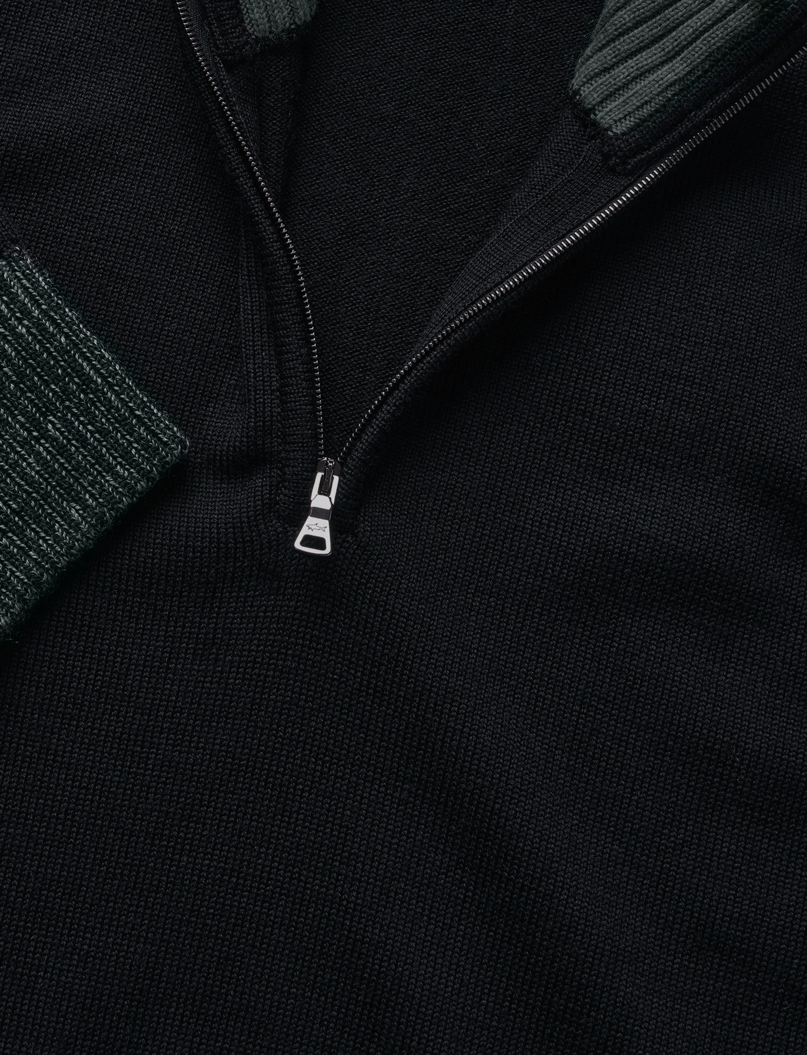 Paul & Shark - MEN'S KNITTED WOOL ZIPPED SWEATER - halfzip strik - black - 5