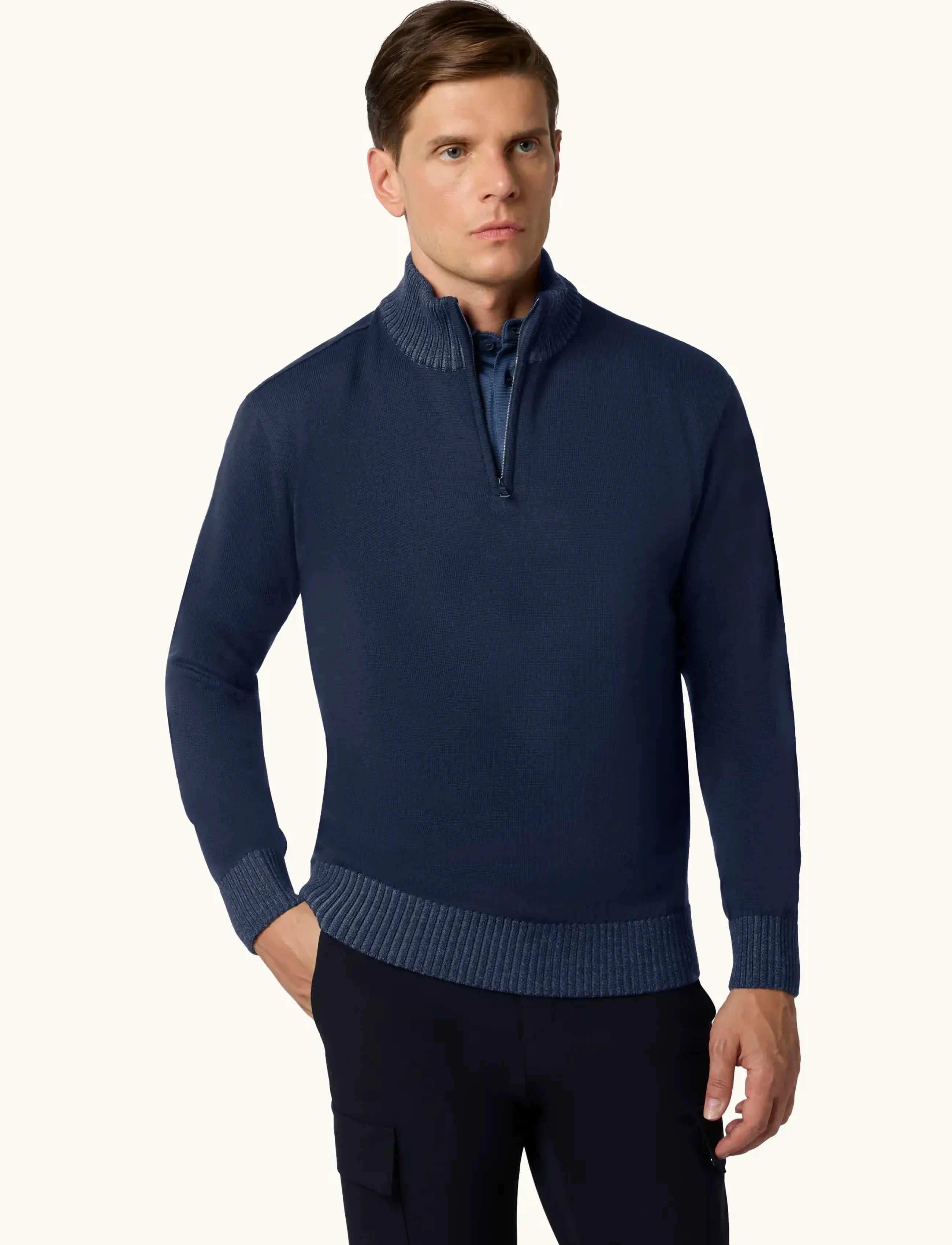 Men's Knitted Wool Zipped Sweater