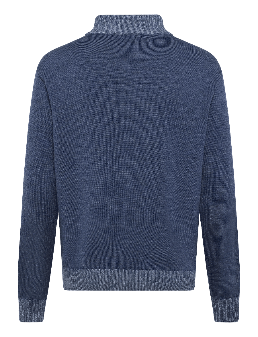 Paul & Shark - MEN'S KNITTED WOOL ZIPPED SWEATER - pullover mit halbem reißverschluss - cadet blue - 1