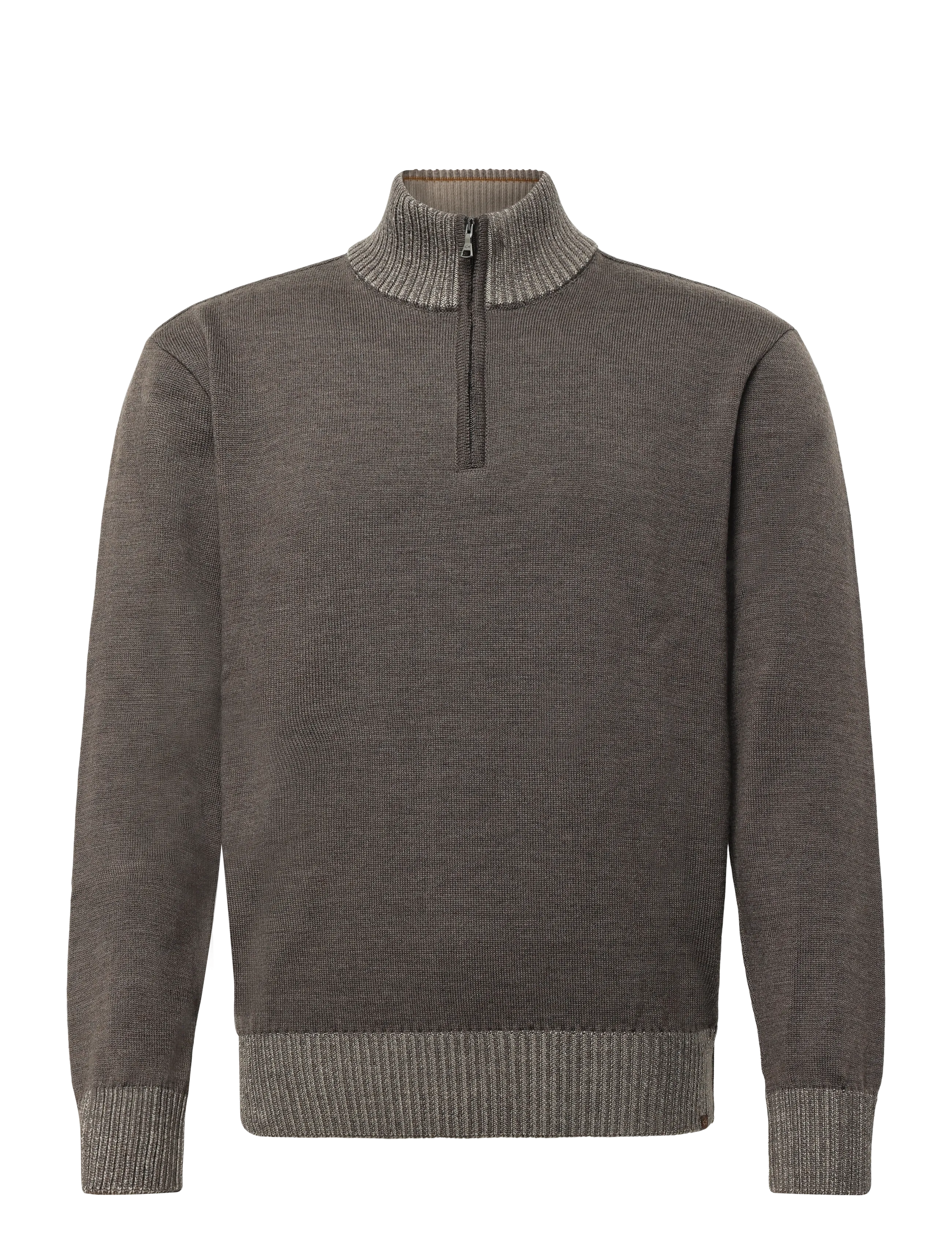 Paul & Shark MEN'S KNITTED WOOL ZIPPED SWEATER - Strickmode - MELANGE TAUPE / brown
