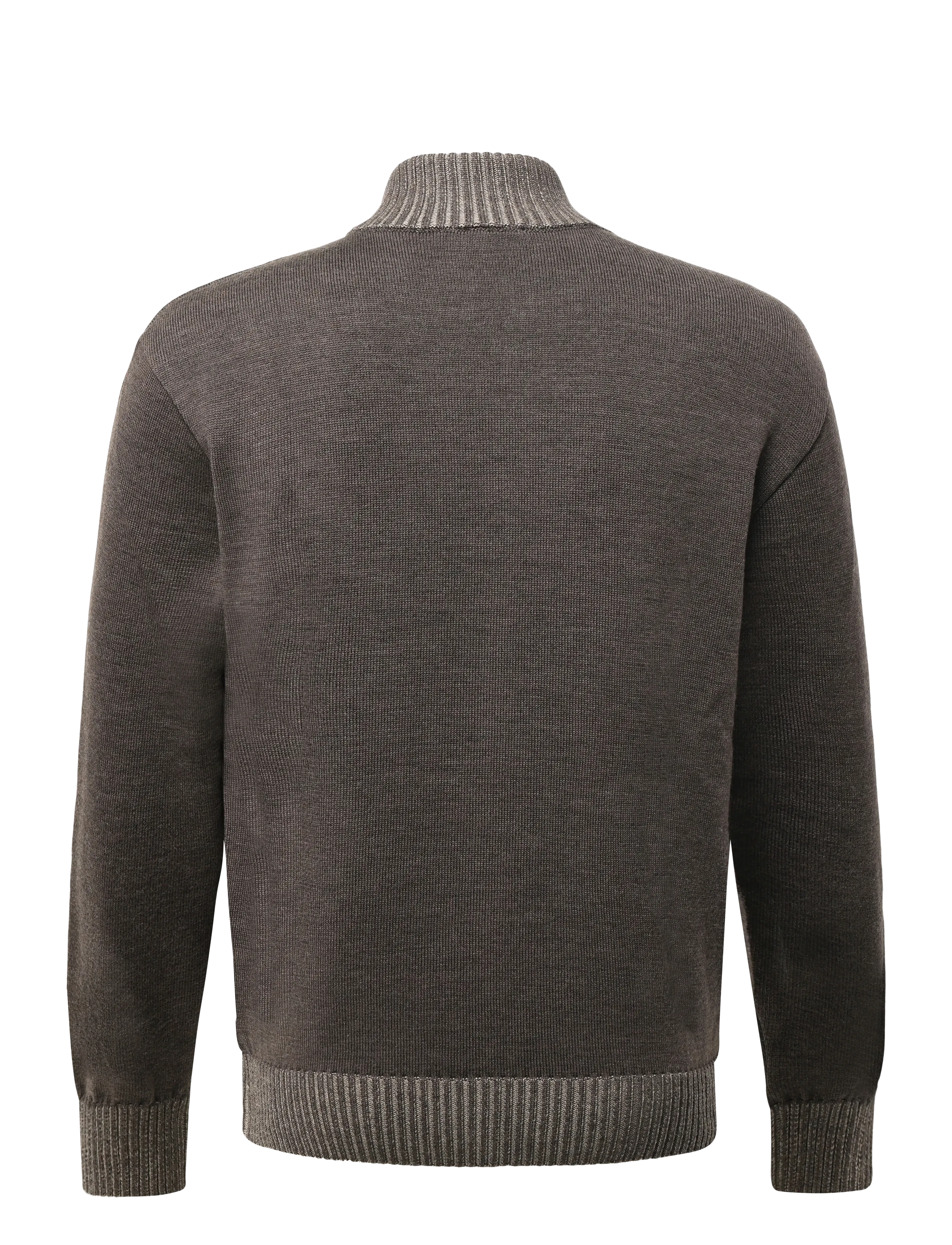 Paul & Shark - MEN'S KNITTED WOOL ZIPPED SWEATER - pullover mit halbem reißverschluss - melange taupe - 1