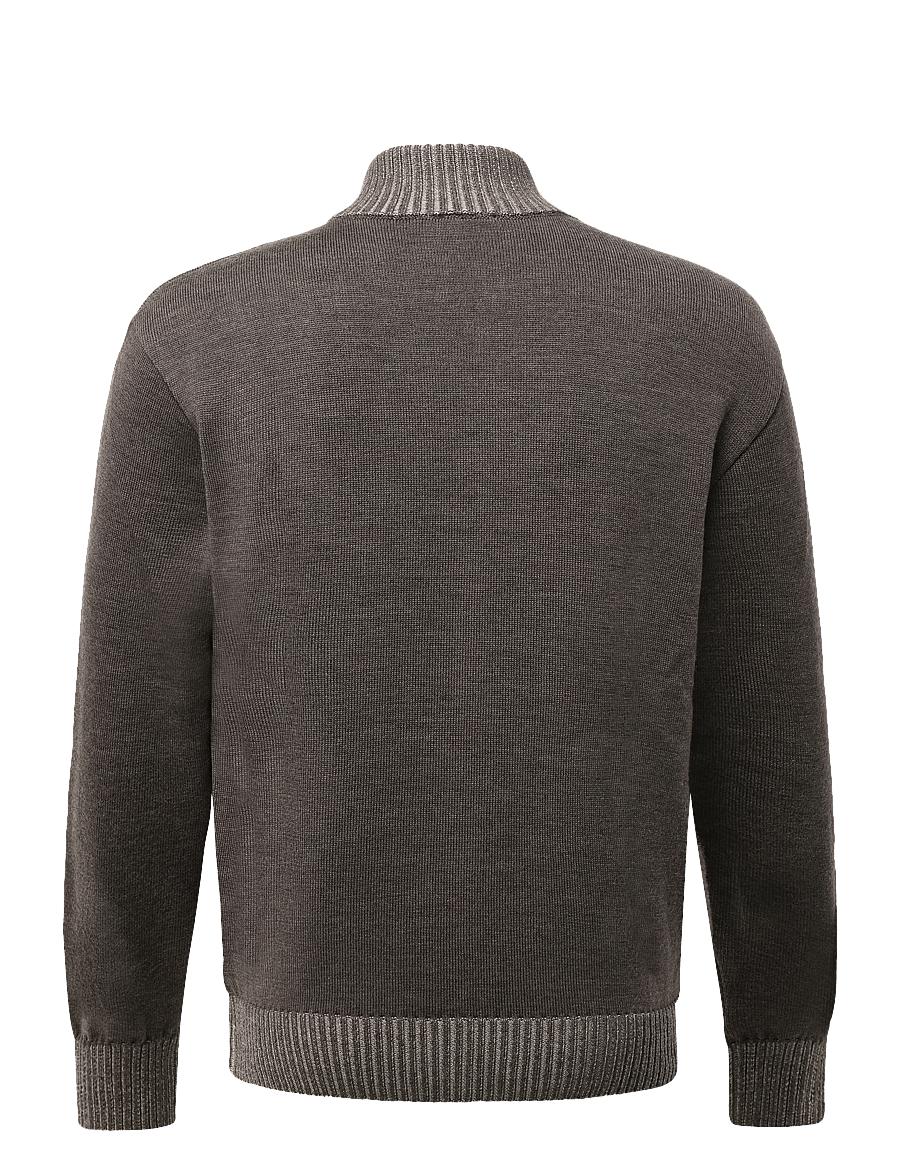 Paul & Shark - MEN'S KNITTED WOOL ZIPPED SWEATER - pullover mit halbem reißverschluss - melange taupe - 1