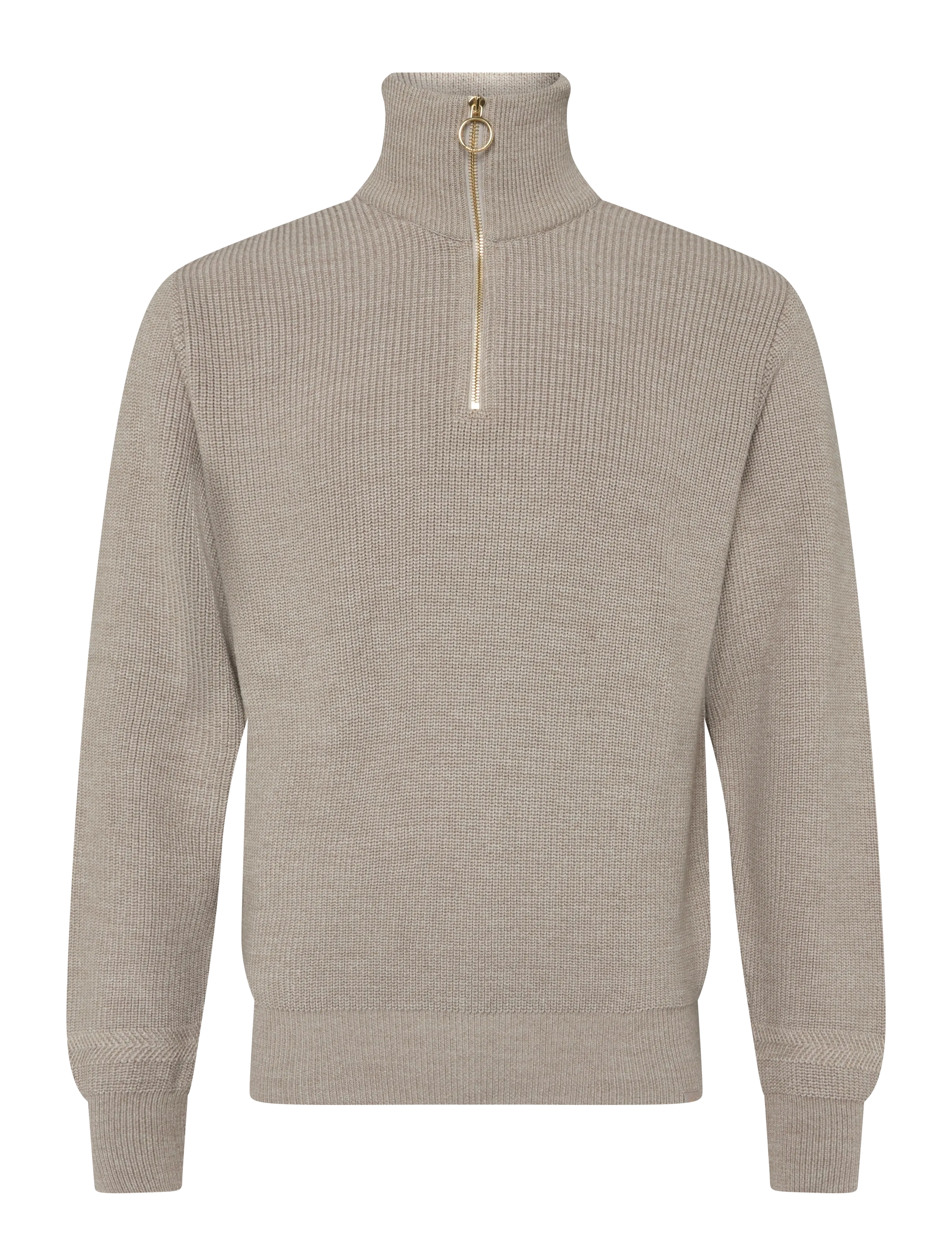 Paul & Shark MEN'S KNITTED WOOL ZIPPED SWEATER - Tøj - BEIGE - GOLD / beige
