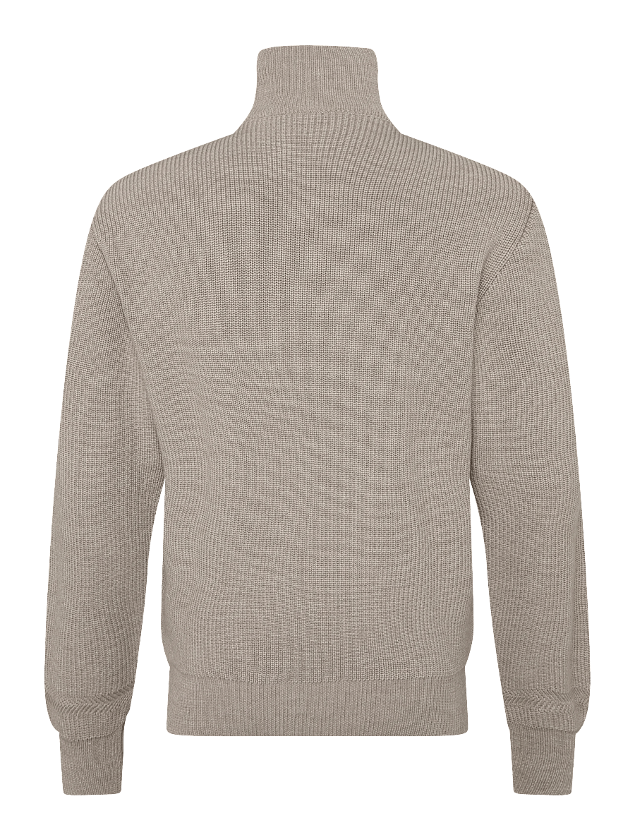 Paul & Shark - MEN'S KNITTED WOOL ZIPPED SWEATER - half zip-tröjor - beige - gold - 2
