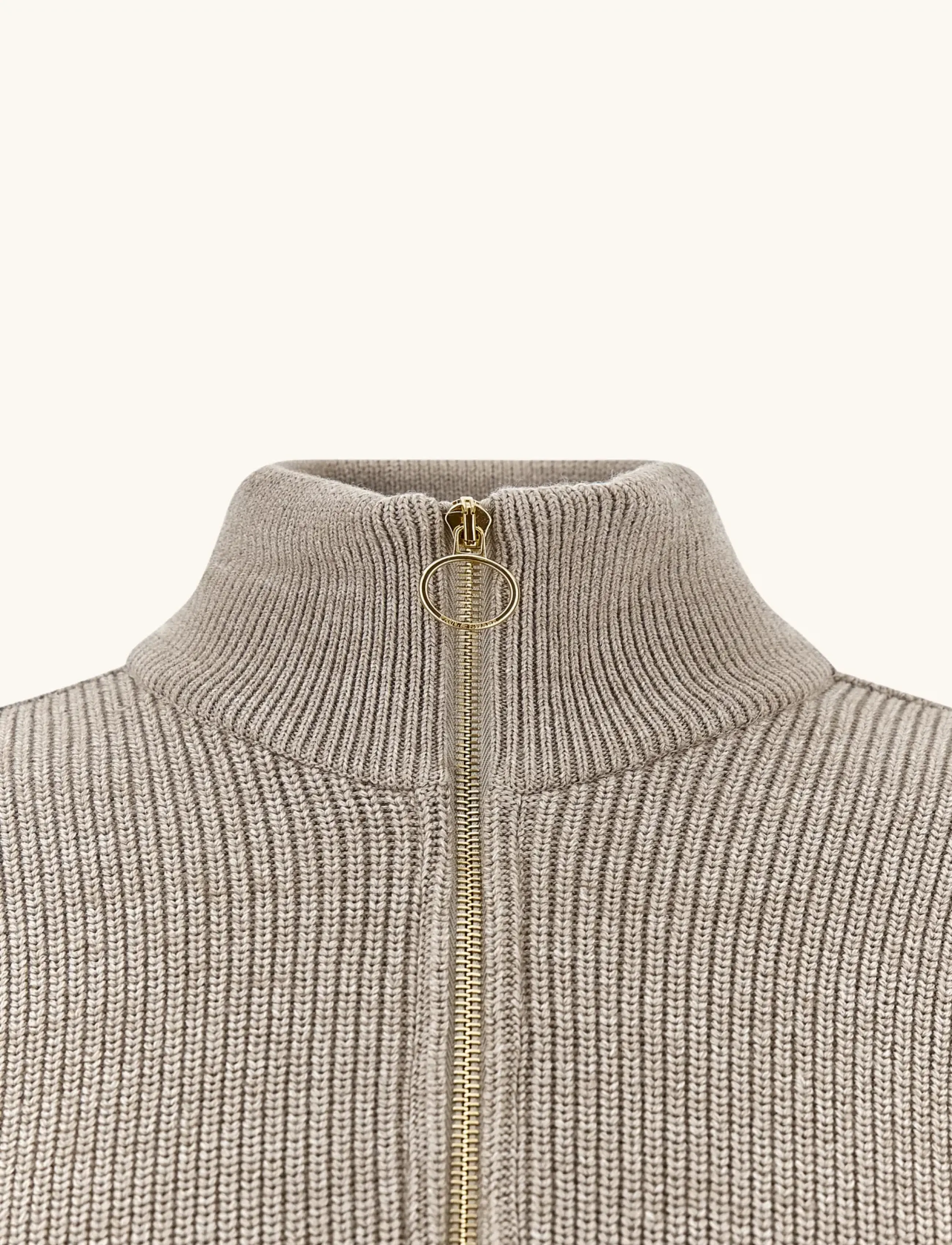 Paul & Shark - MEN'S KNITTED WOOL ZIPPED SWEATER - pullover mit halbem reißverschluss - beige - gold - 4