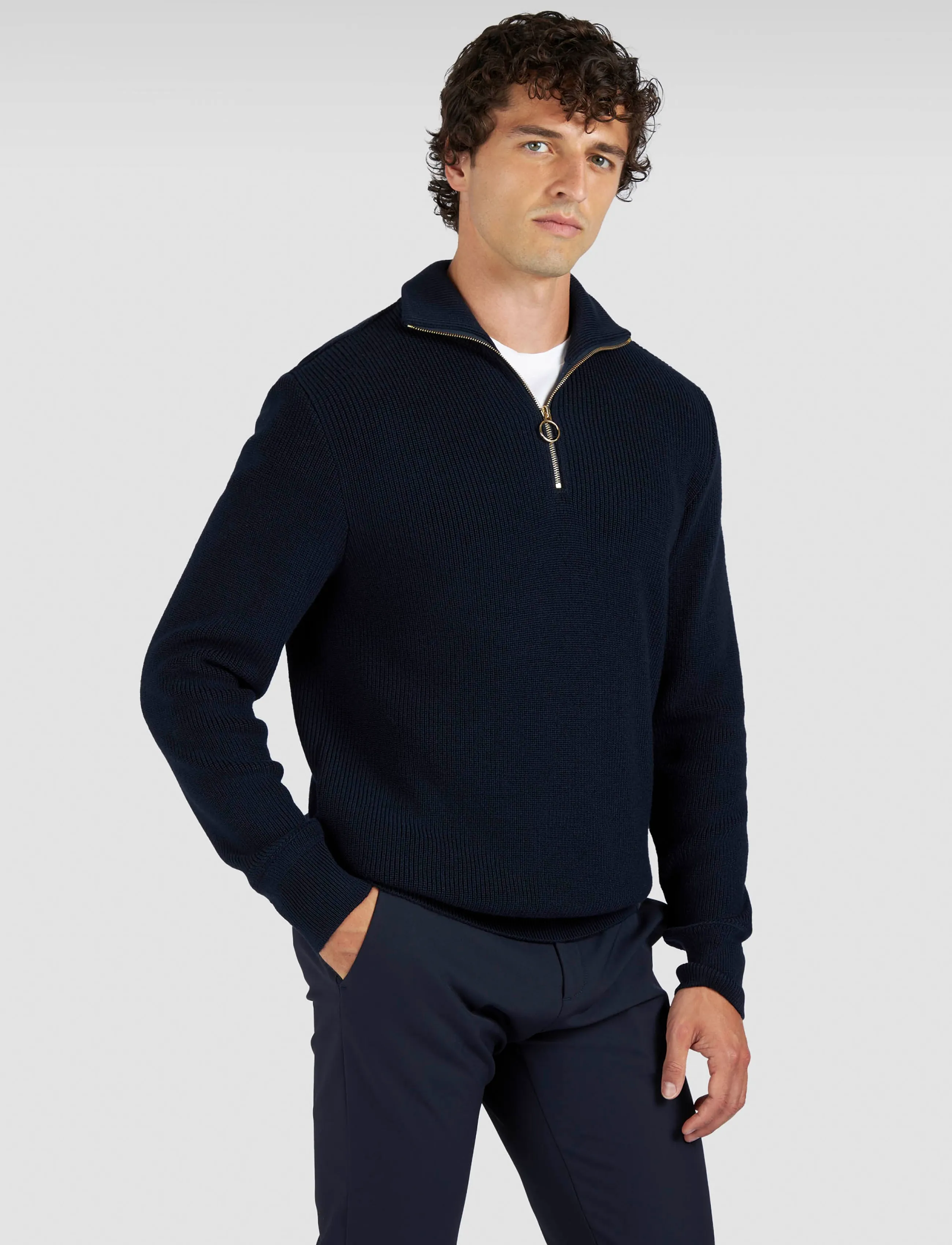 Men's Knitted Wool Zipped Sweater