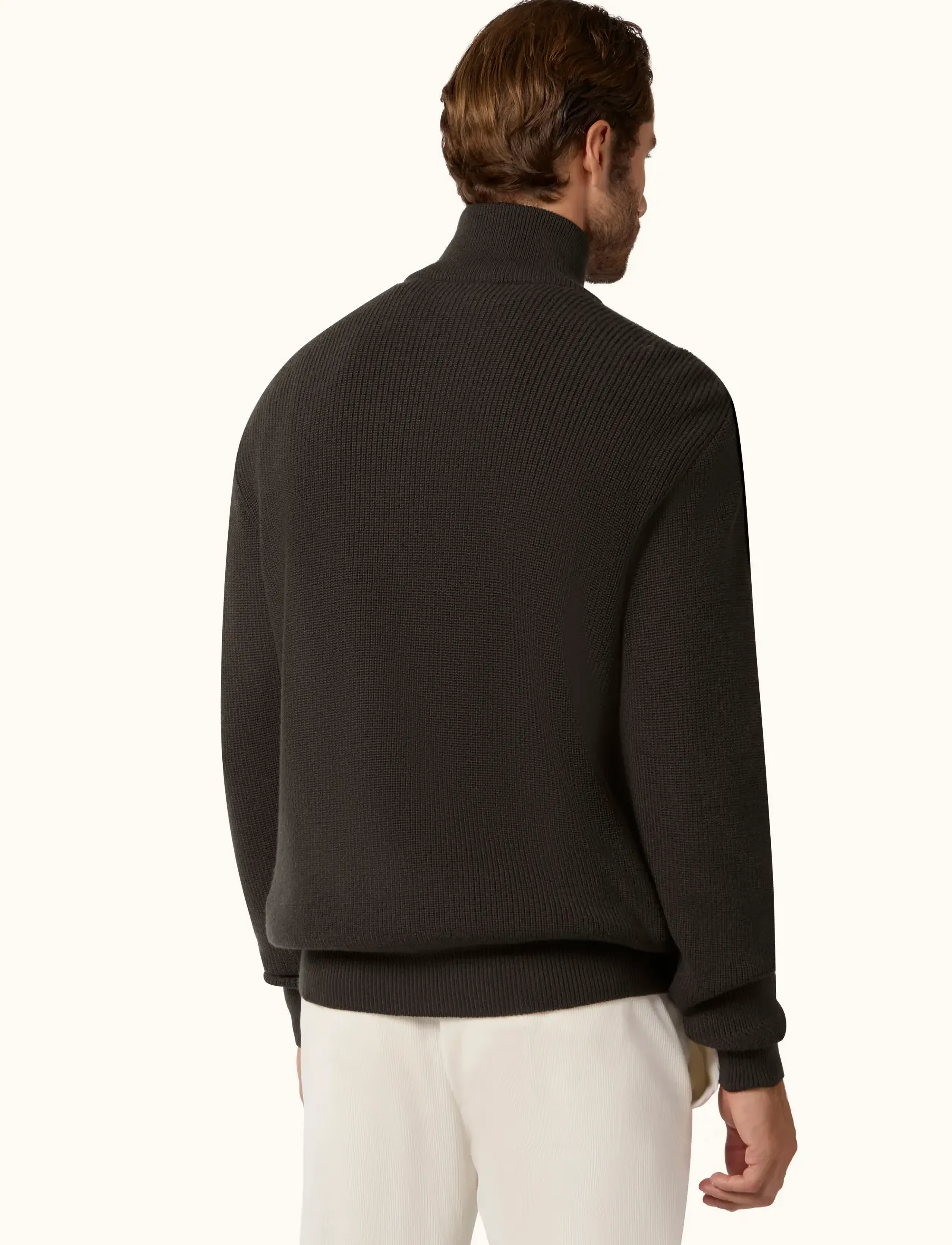 Paul & Shark - MEN'S KNITTED WOOL ZIPPED SWEATER - pullover mit halbem reißverschluss - brown - gold - 3