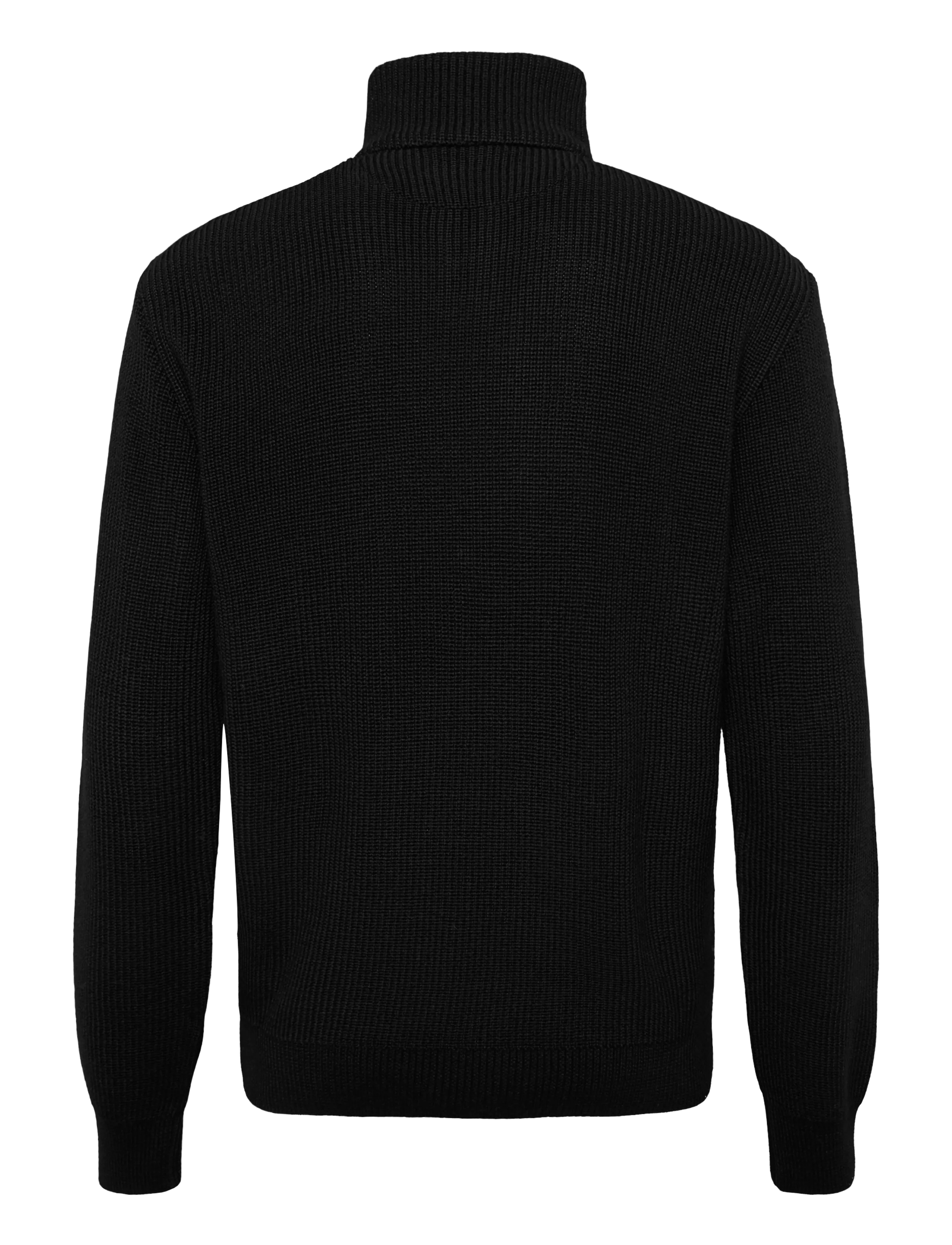 Paul & Shark - MEN'S KNITTED WOOL POLYESTER ZIPPED SWEATER - half zip jumpers - black - 2