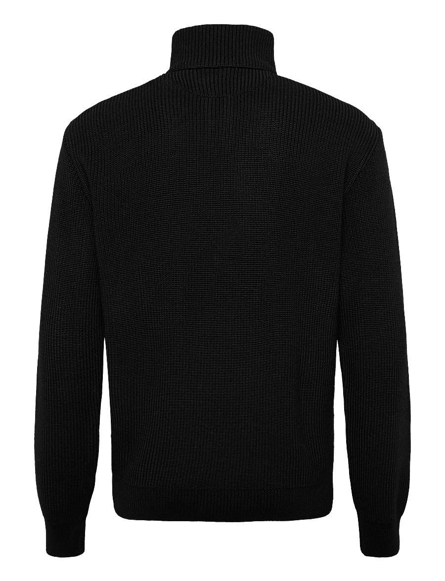 Paul & Shark - MEN'S KNITTED WOOL POLYESTER ZIPPED SWEATER - half zip jumpers - black - 2