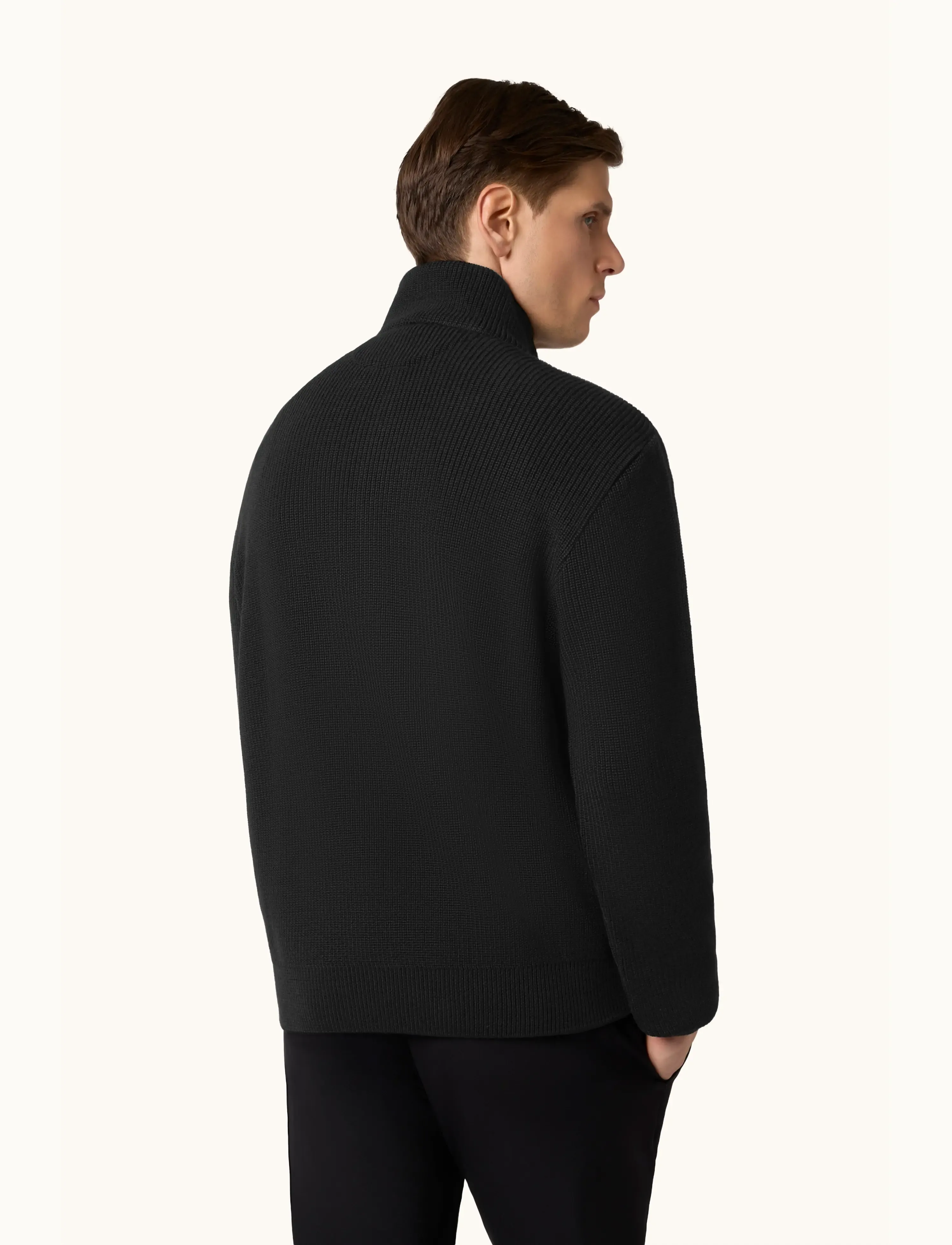 Paul & Shark - MEN'S KNITTED WOOL POLYESTER ZIPPED SWEATER - half zip-tröjor - black - 3