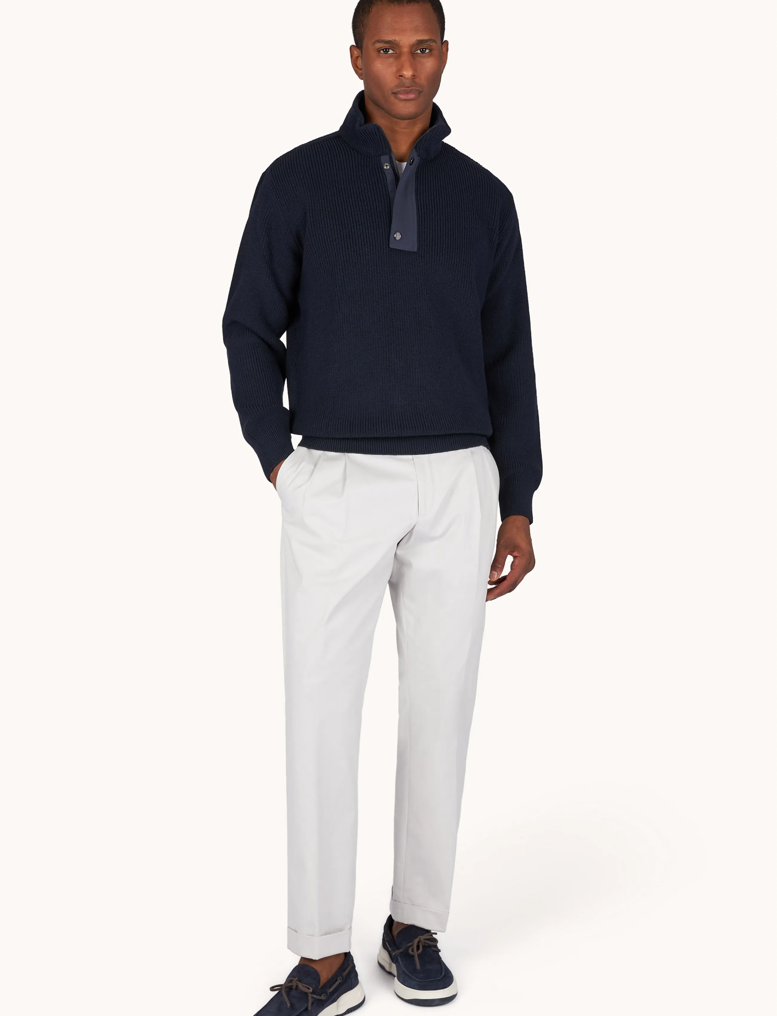 Men's Knitted Wool Polyester Zipped Sweater