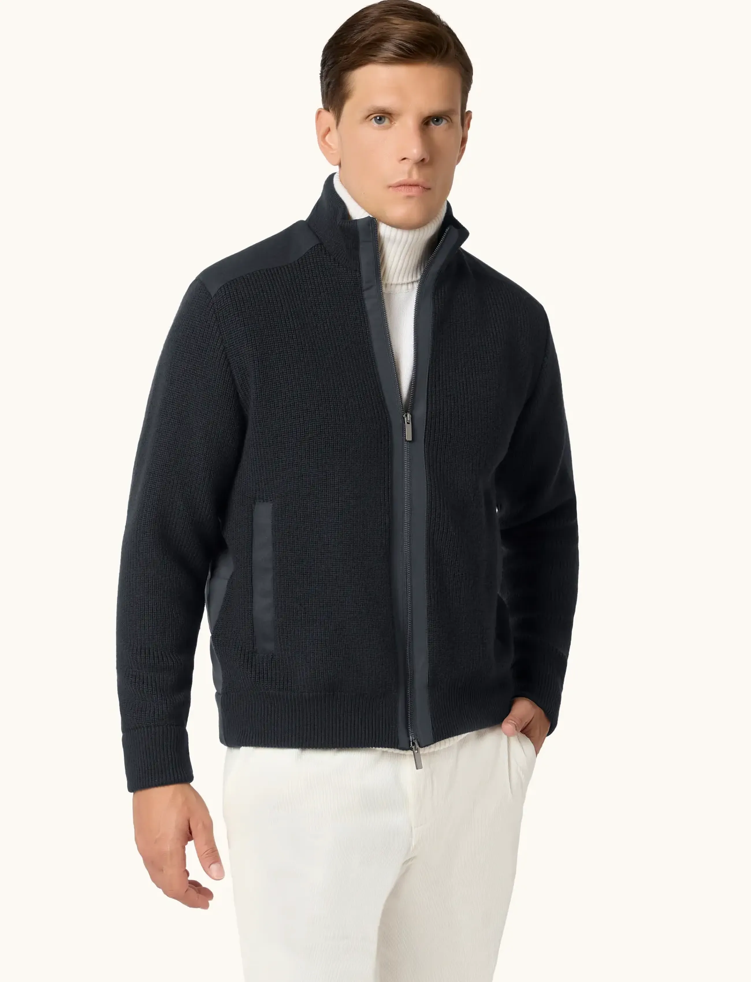 Paul & Shark MEN'S KNITTED WOOL ZIPPED SWEATER - Inspiration - BLUE / navy