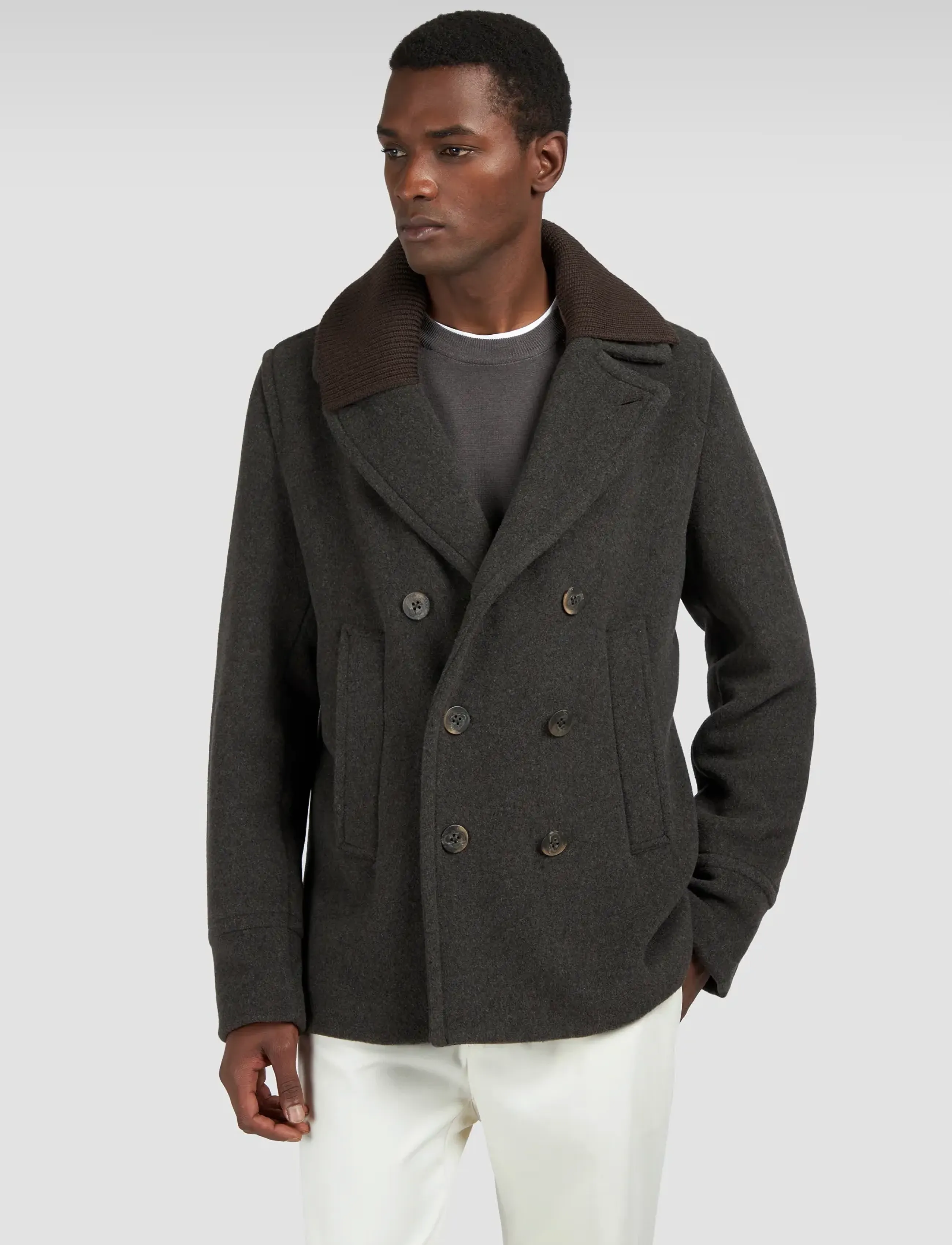 Paul & Shark MAN'S PEACOAT C.W. WOOL - Vinterjakker - BROWN / brown