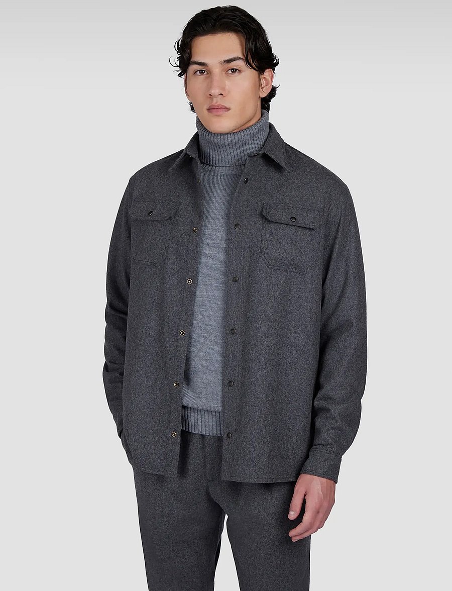 Paul & Shark - MEN'S WOVEN WOOLLEN OVERSHIRT - osta olukorra järgi - charcoal - 0