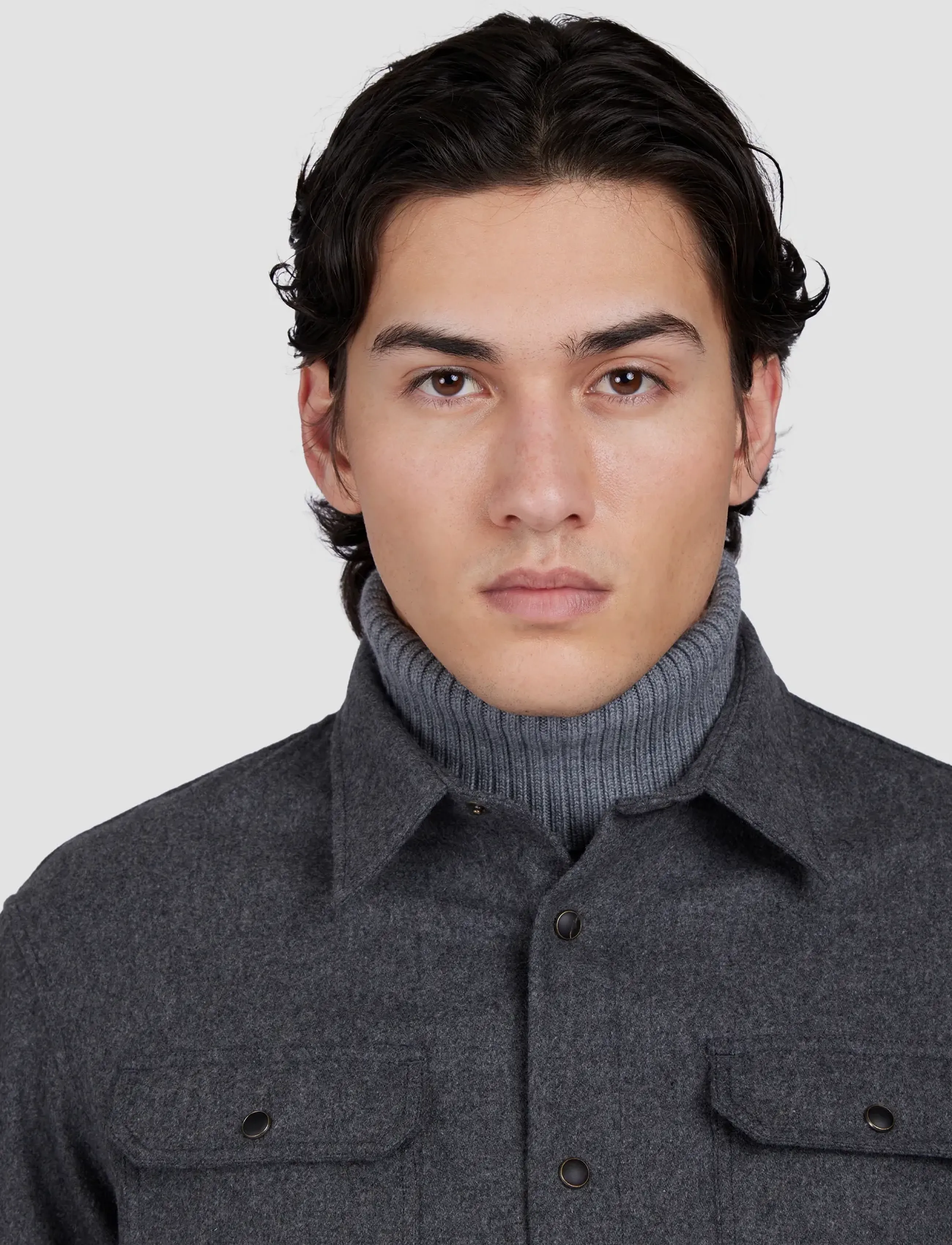 Paul & Shark - MEN'S WOVEN WOOLLEN OVERSHIRT - charcoal - 3
