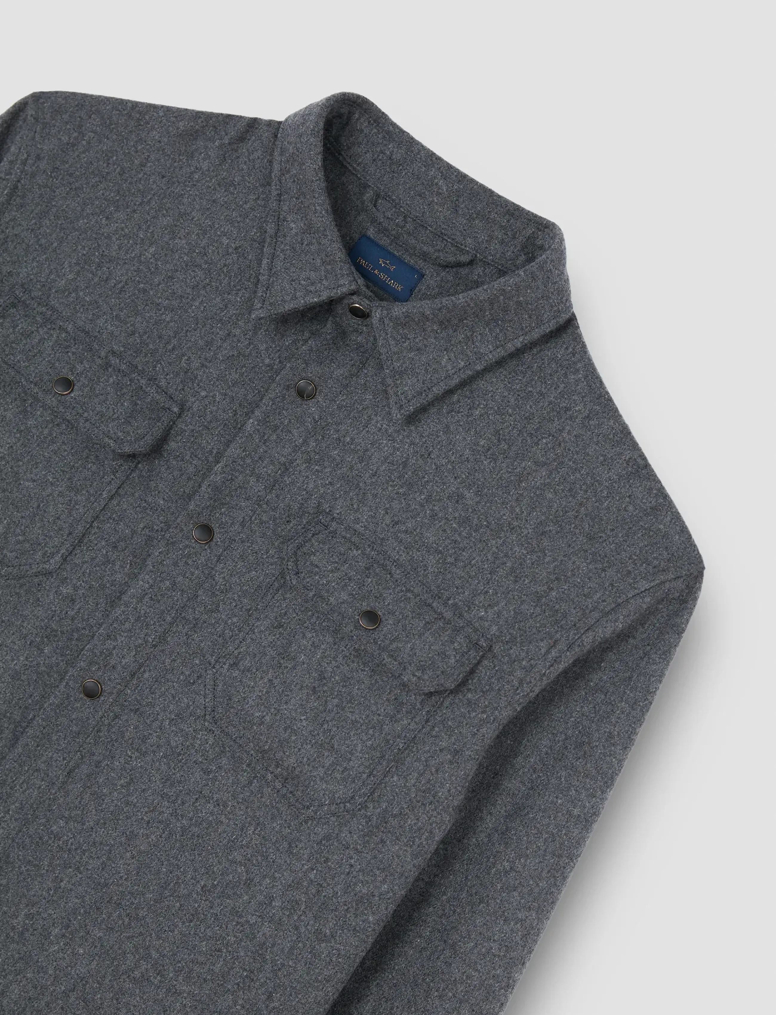 Paul & Shark - MEN'S WOVEN WOOLLEN OVERSHIRT - charcoal - 4