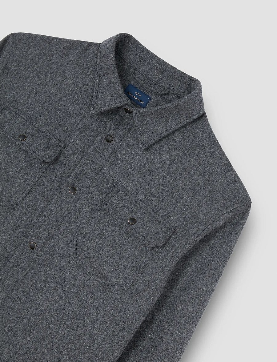 Paul & Shark - MEN'S WOVEN WOOLLEN OVERSHIRT - osta olukorra järgi - charcoal - 4