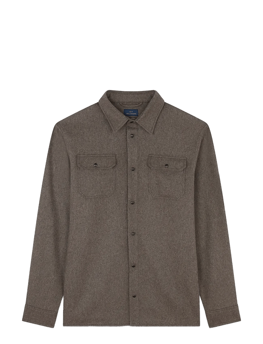Paul & Shark - MEN'S WOVEN WOOLLEN OVERSHIRT - Überhemden - dark brown - 1