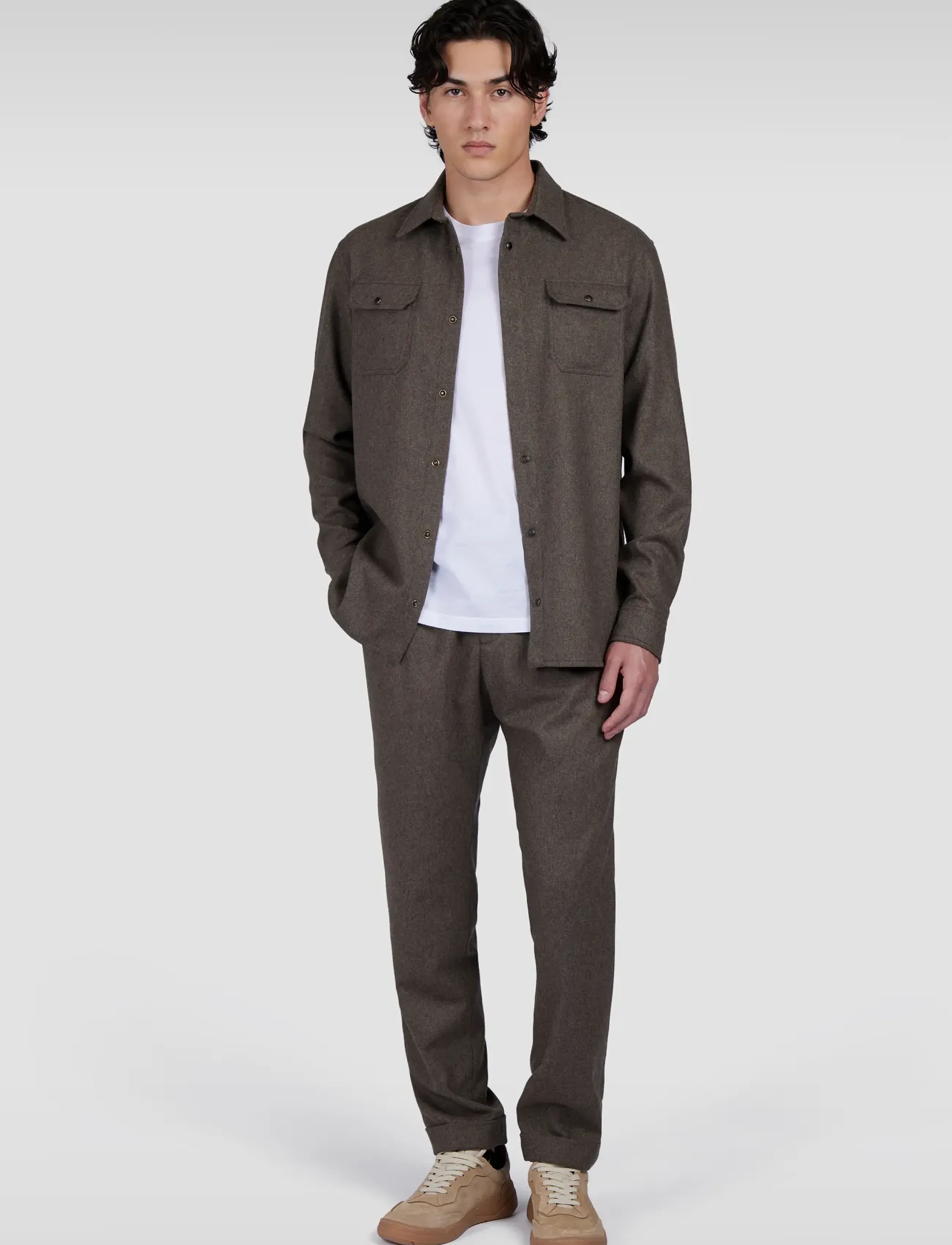 Paul & Shark - MEN'S WOVEN WOOLLEN OVERSHIRT - Überhemden - dark brown - 3