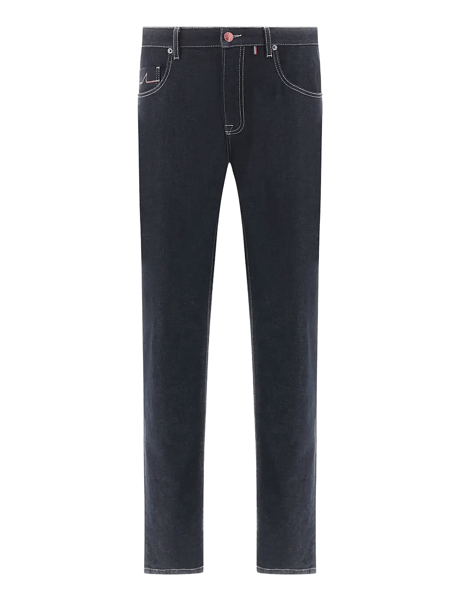 Paul & Shark - MEN'S RED RIVET 5 POCKETS JEANS - regular jeans - deep blue denim - 1