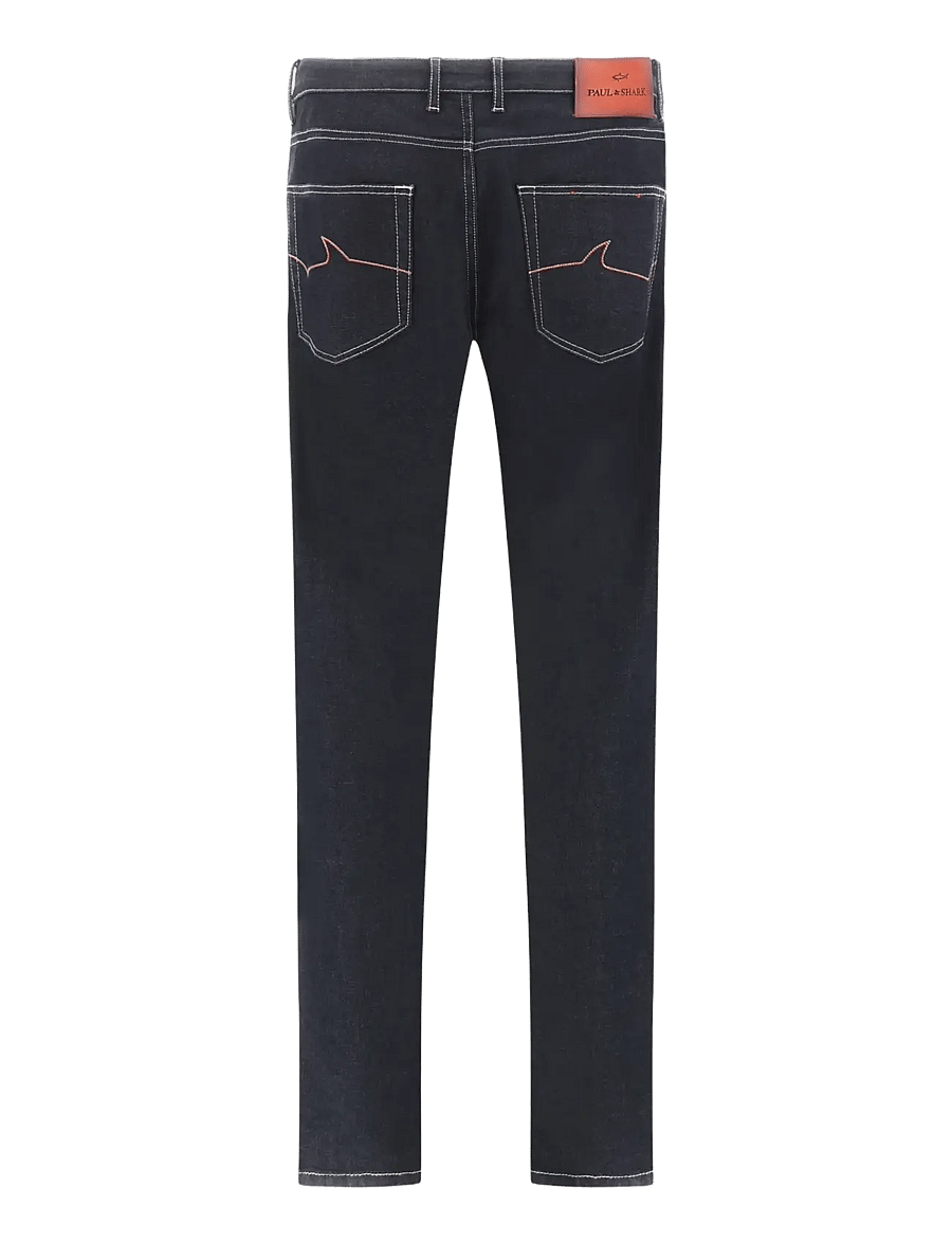 Paul & Shark - MEN'S RED RIVET 5 POCKETS JEANS - regular jeans - deep blue denim - 2