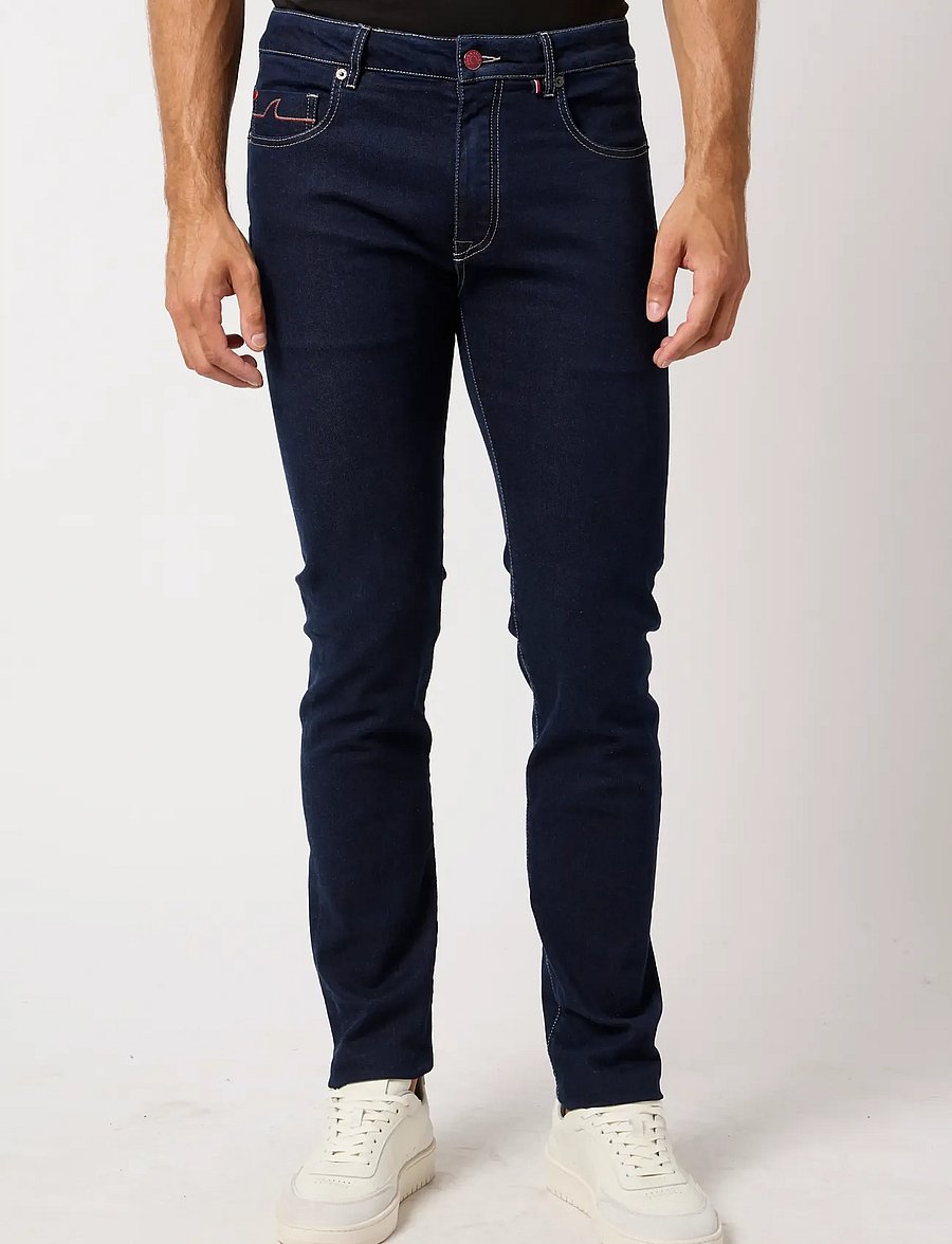 Paul & Shark - MEN'S RED RIVET 5 POCKETS JEANS - regular jeans - deep blue denim - 3