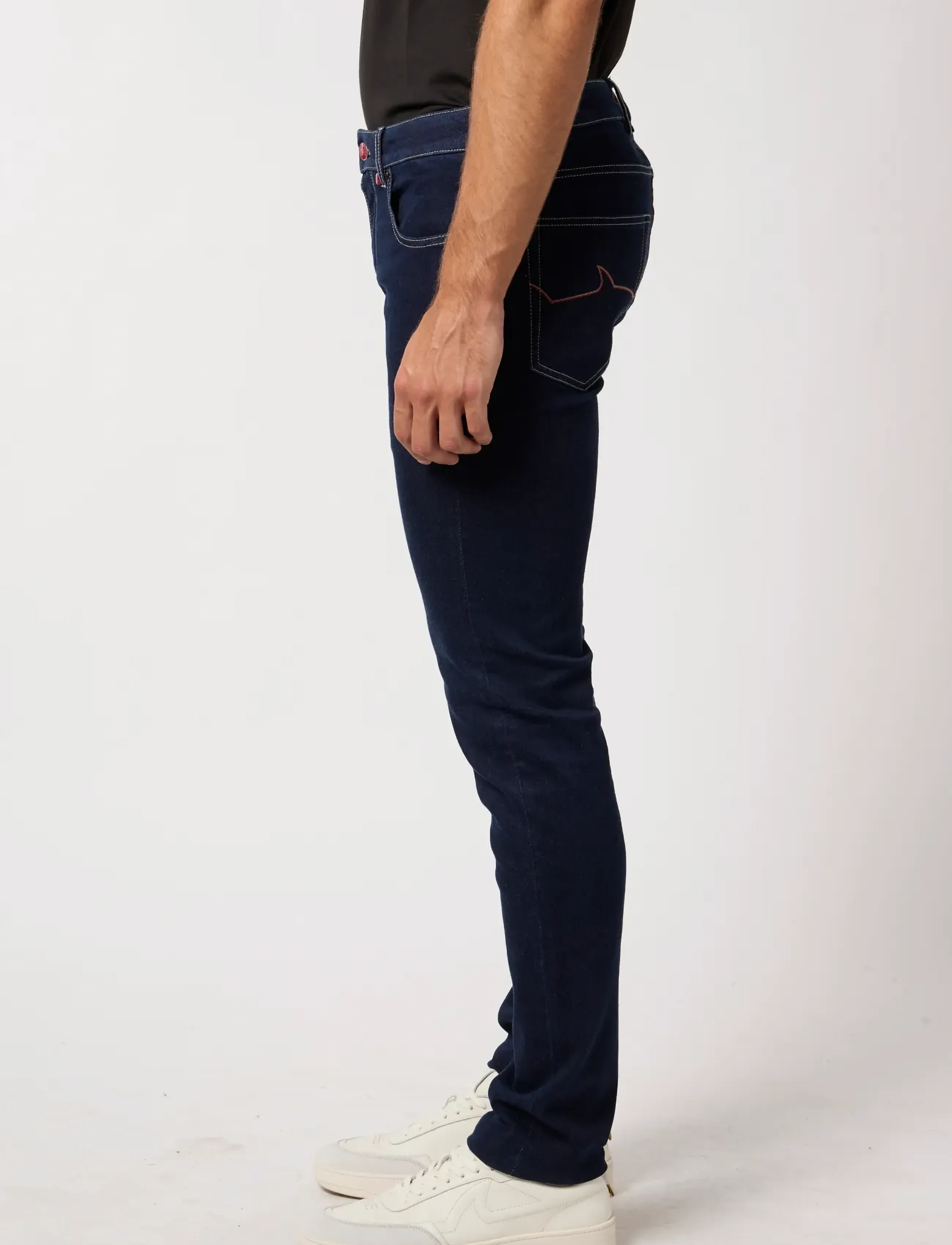 Paul & Shark - MEN'S RED RIVET 5 POCKETS JEANS - regular jeans - deep blue denim - 4